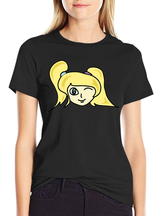 Winking Girl Graphic Black Tee