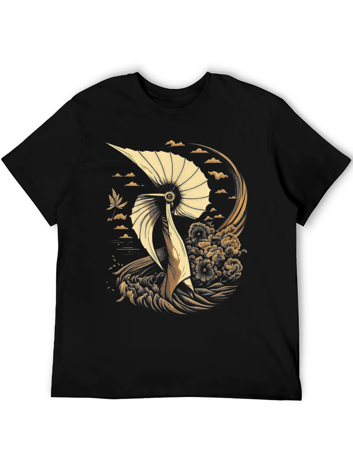 Crane Art Graphic Tee - Black