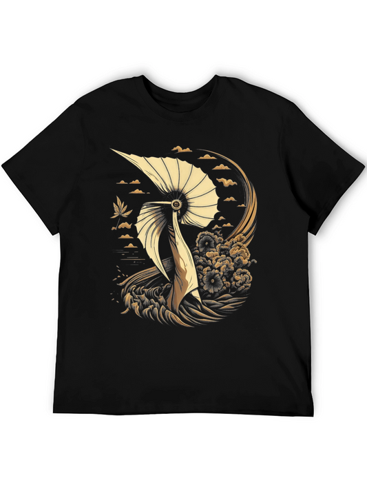 Crane Art Graphic Tee - Black
