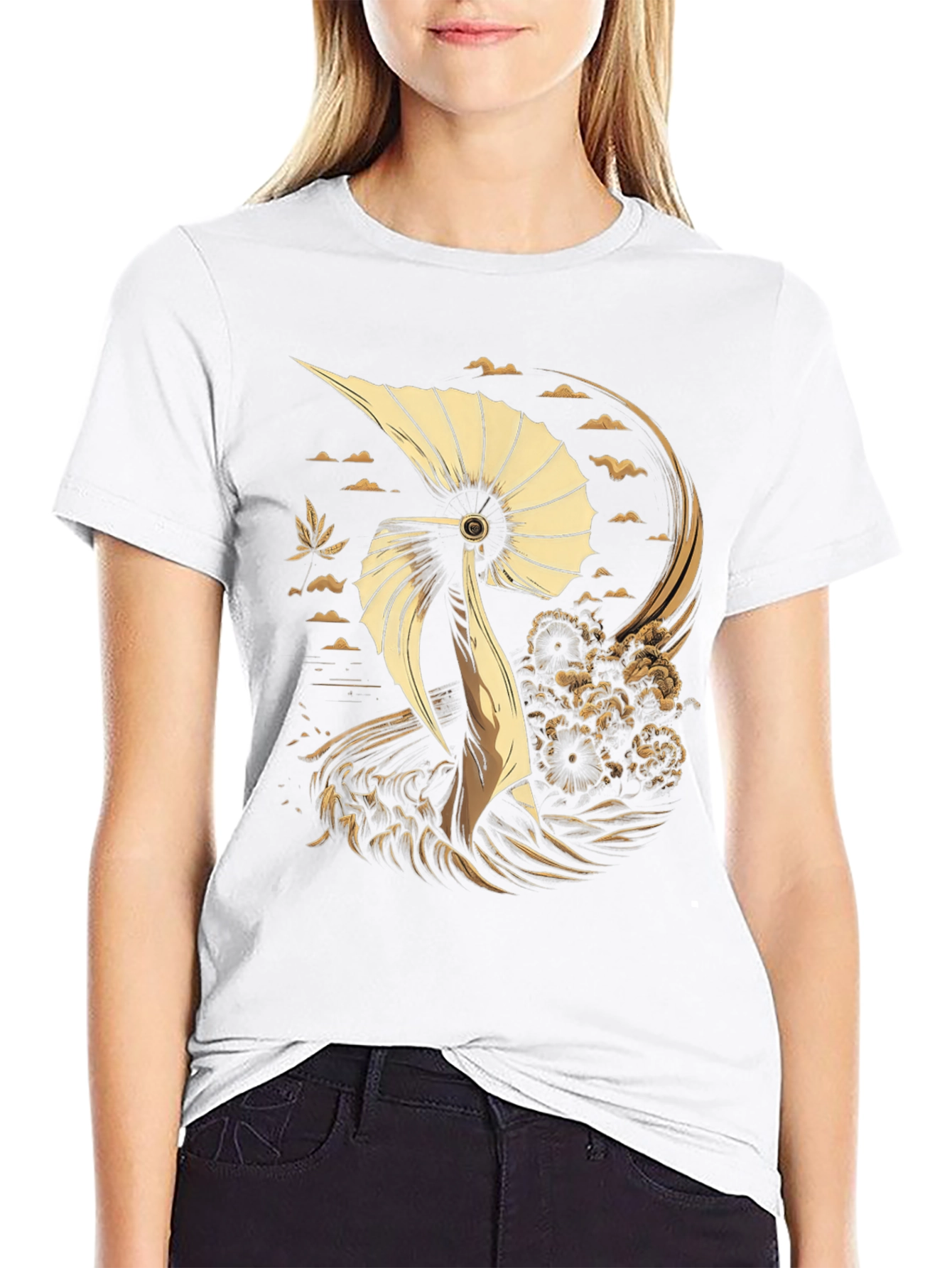 Crane Art Graphic Tee - Black