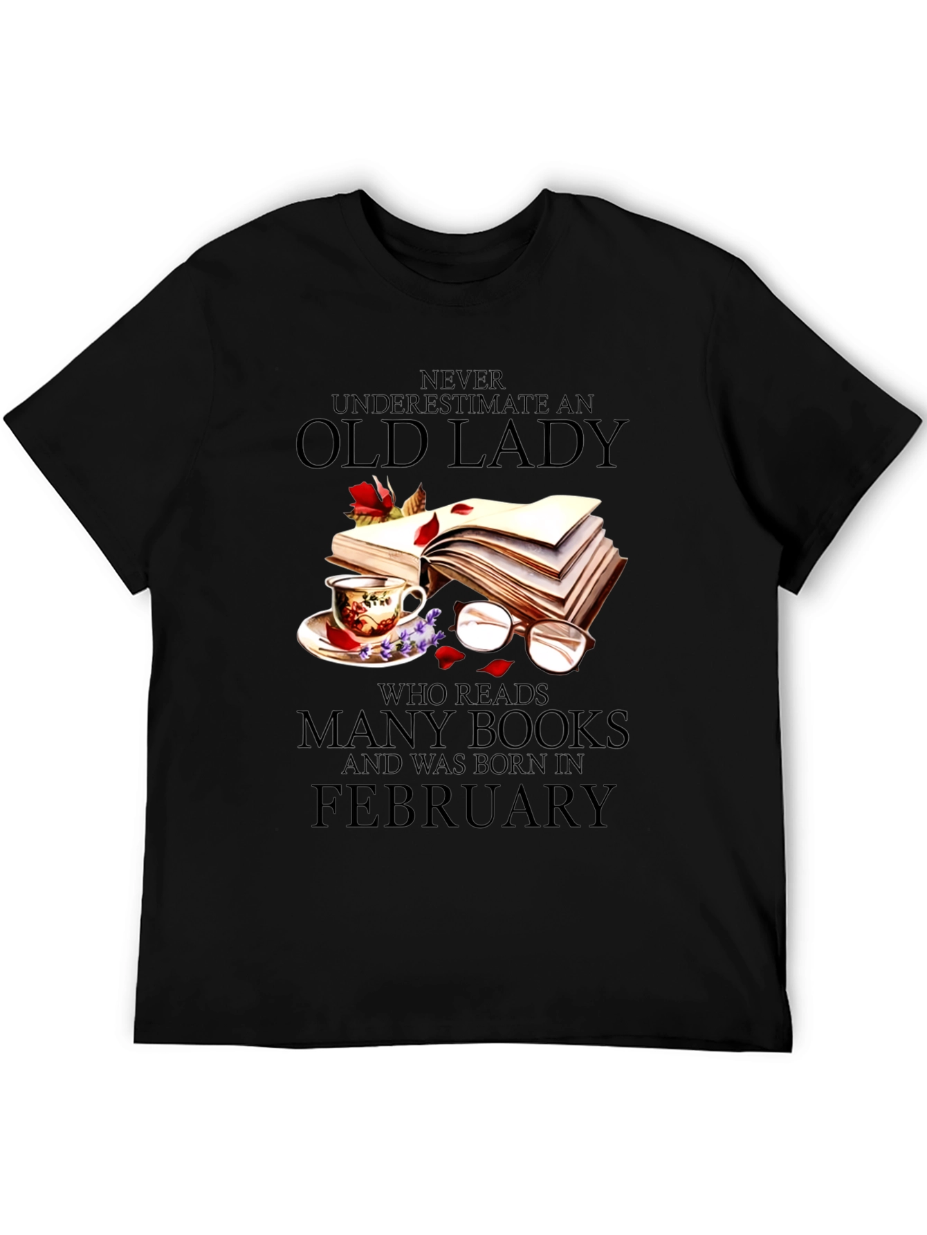 Old Lady Reads February Birthday T-Shirt