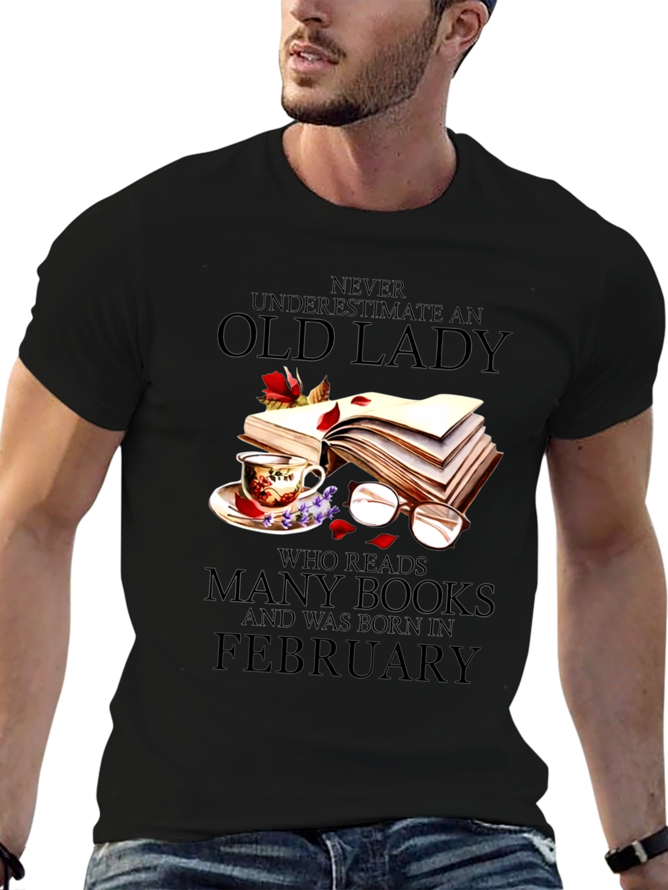 Old Lady Reads February Birthday T-Shirt