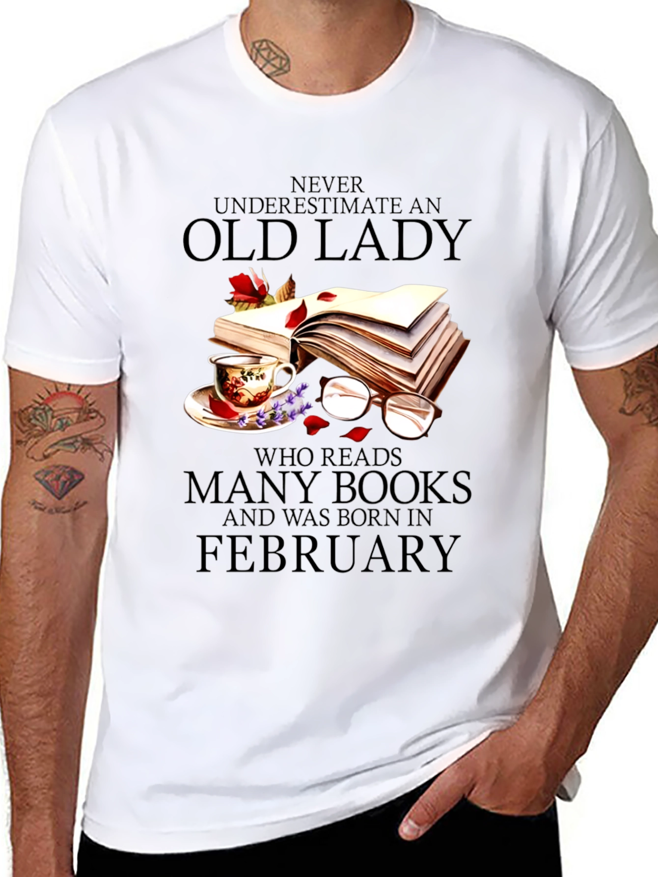 Old Lady Reads February Birthday T-Shirt