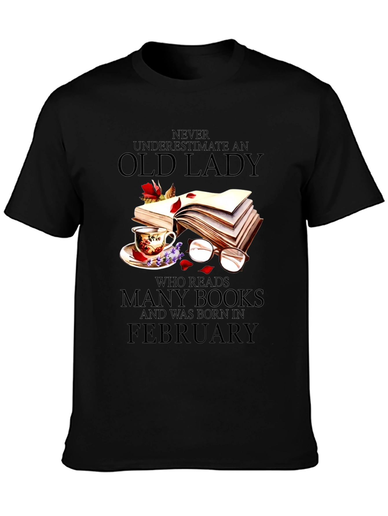 Old Lady Reads February Birthday T-Shirt