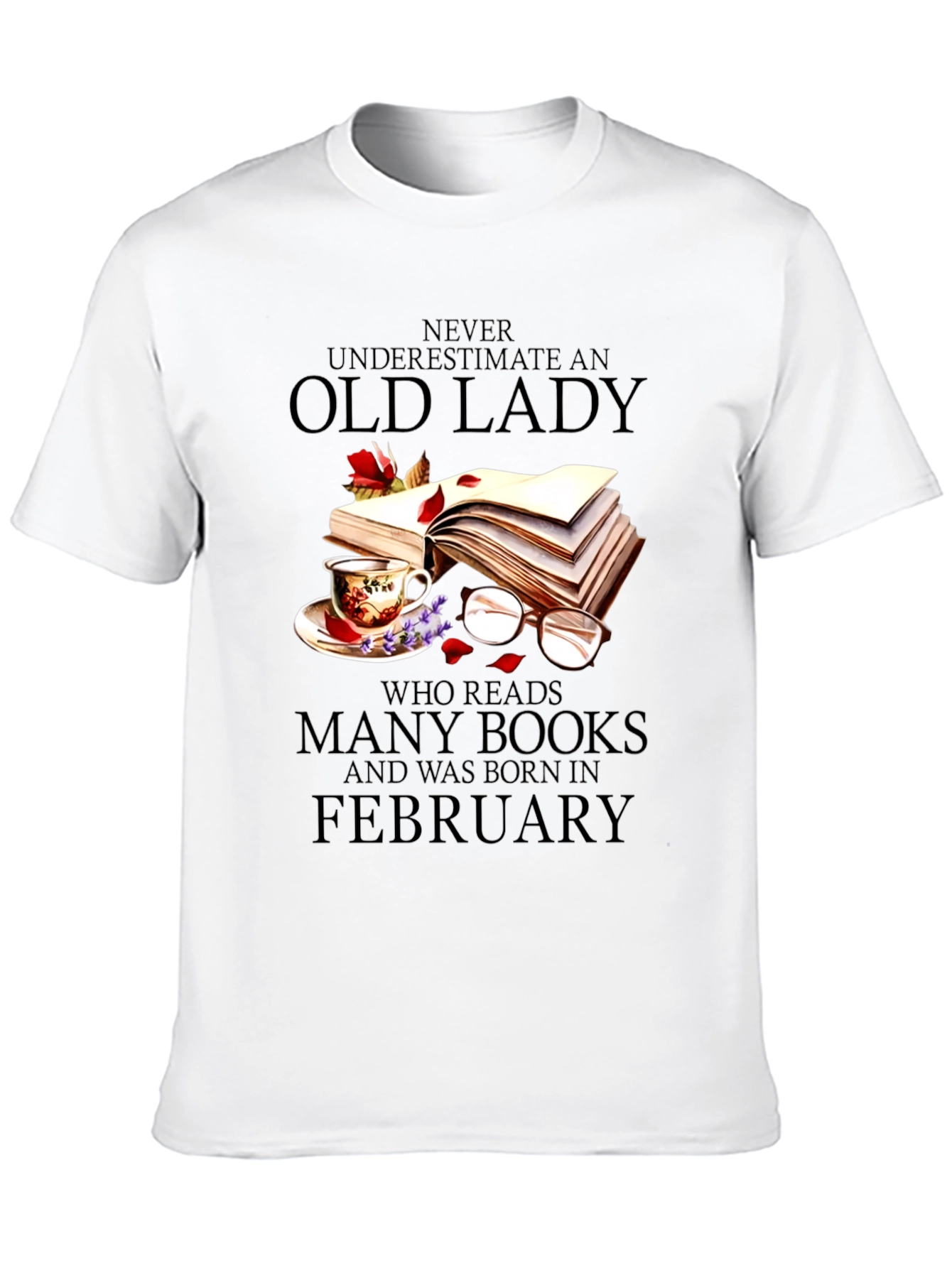 Old Lady Reads February Birthday T-Shirt