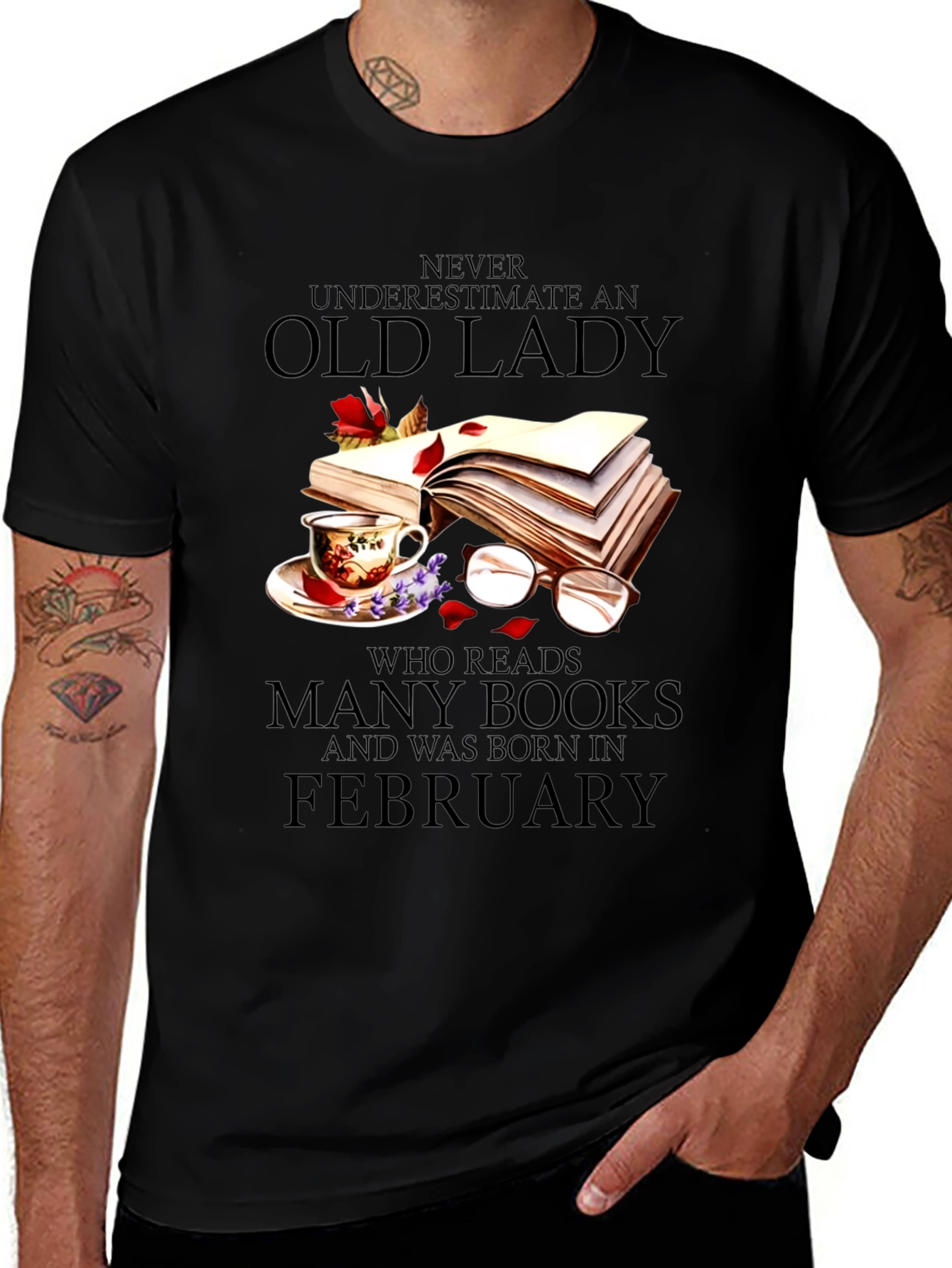 Old Lady Reads February Birthday T-Shirt
