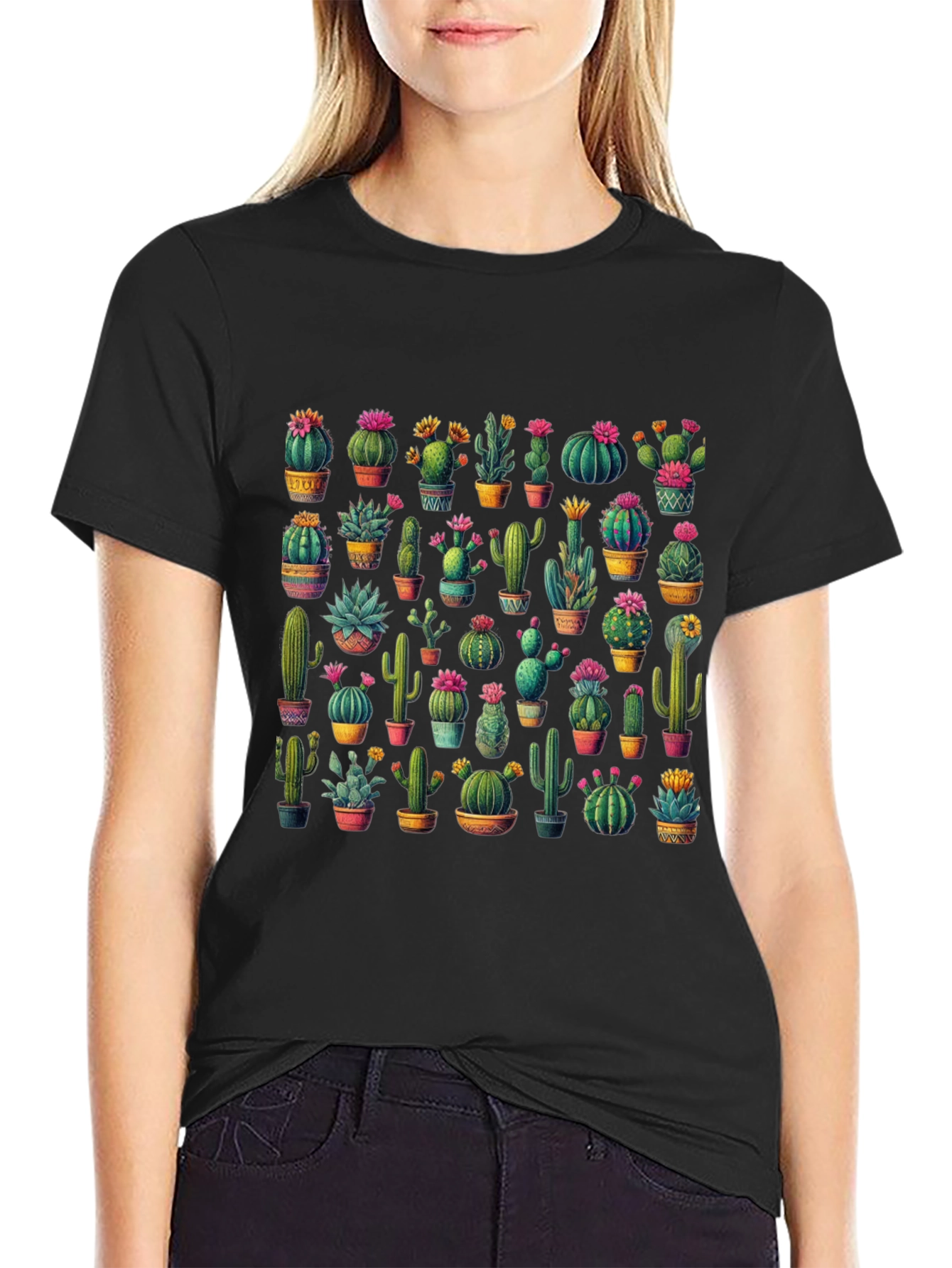 Cactus Print T-Shirt - Desert Botanical Tee