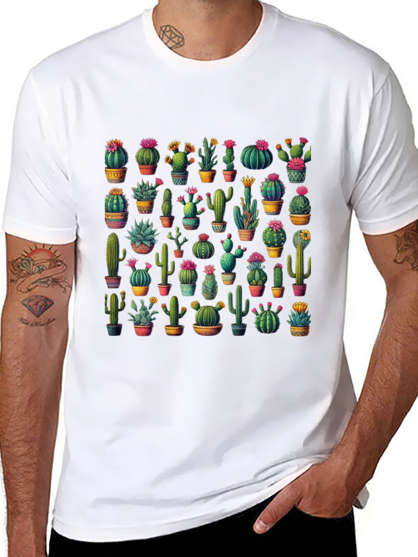 Cactus Print T-Shirt - Desert Botanical Tee