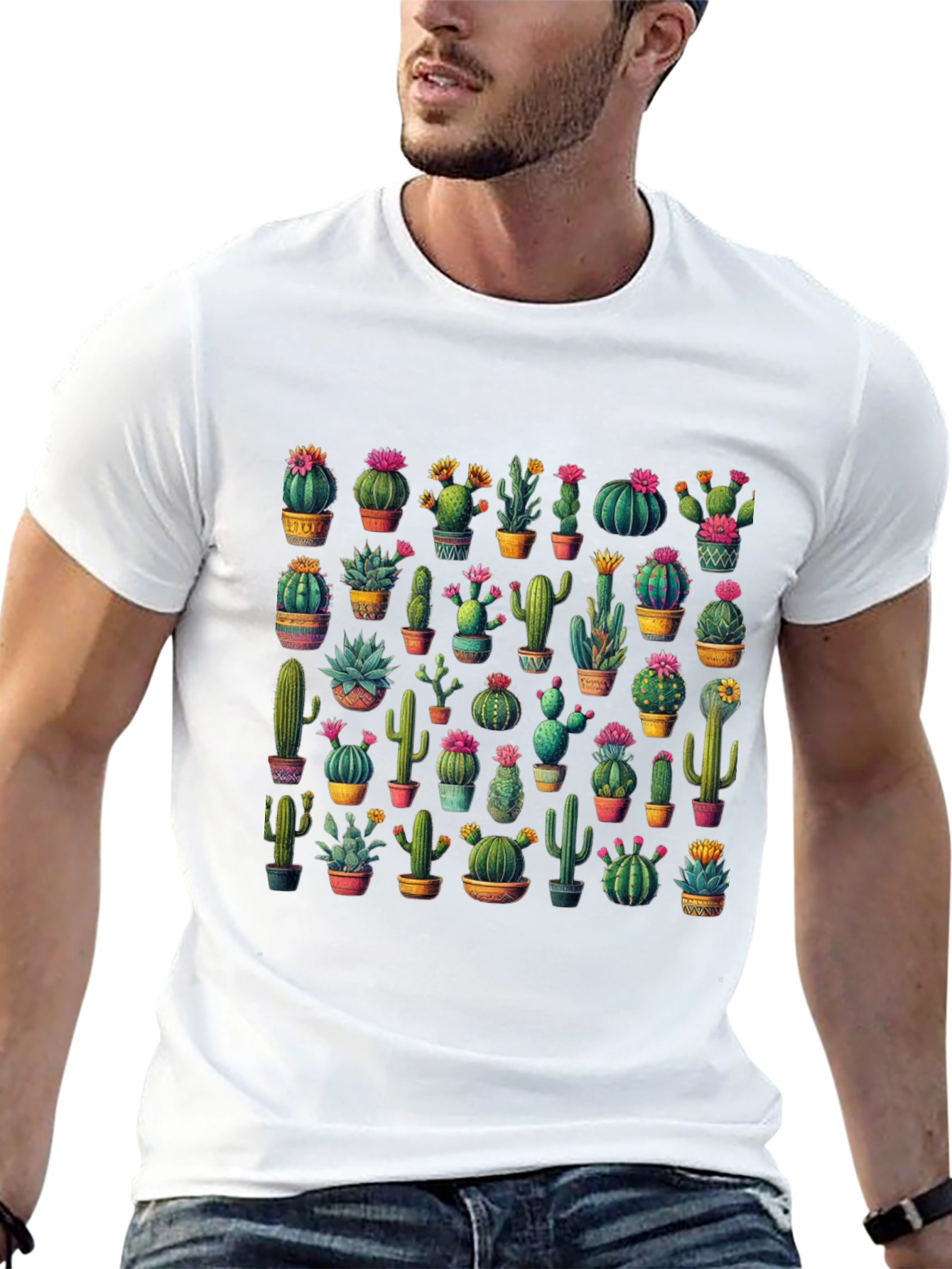 Cactus Print T-Shirt - Desert Botanical Tee