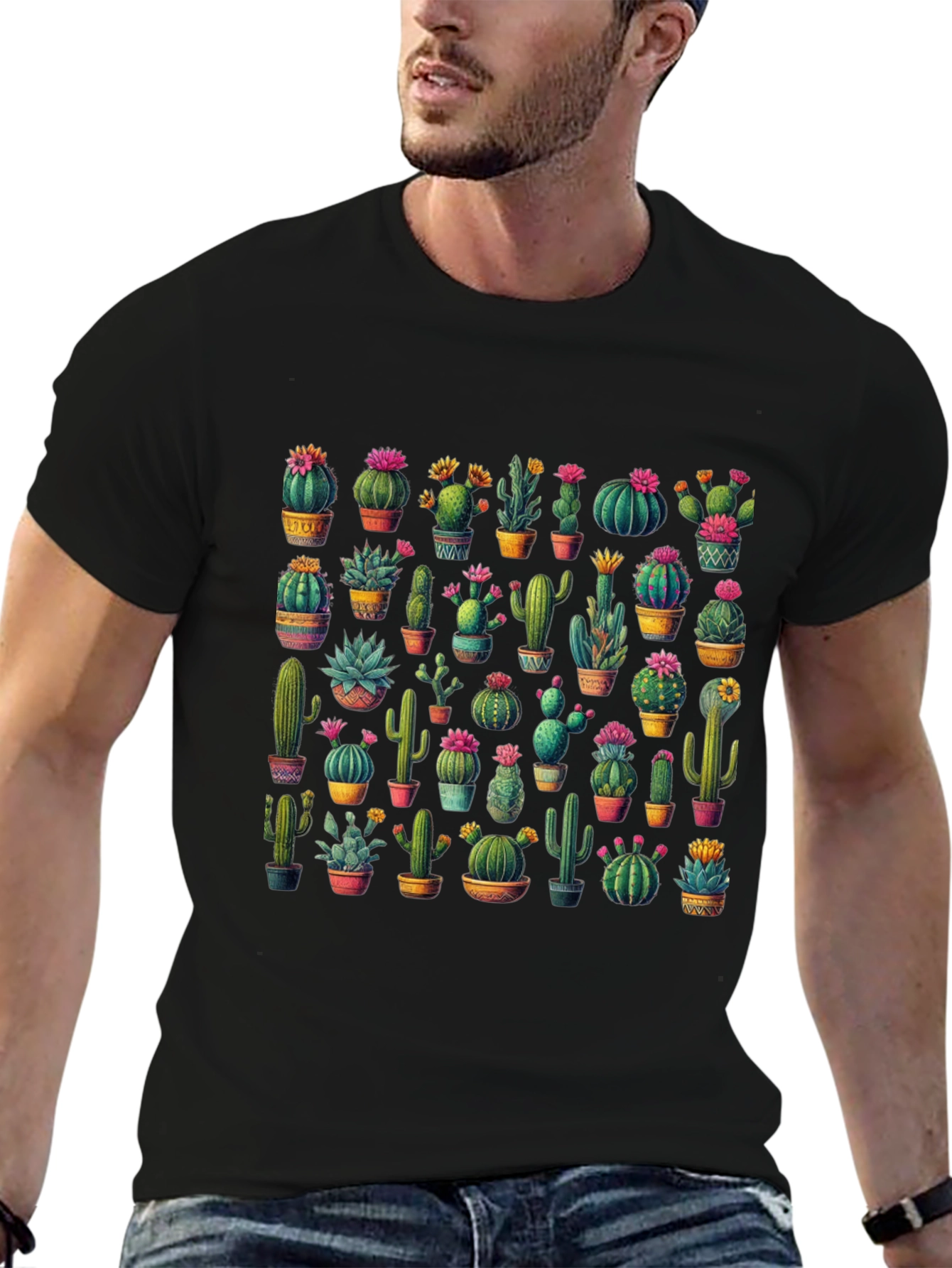 Cactus Print T-Shirt - Desert Botanical Tee