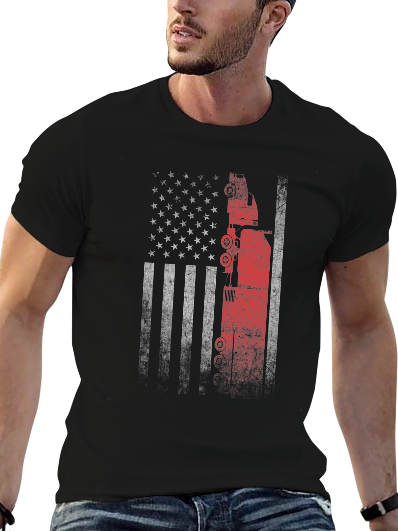 American Flag Crane Operator T-Shirt