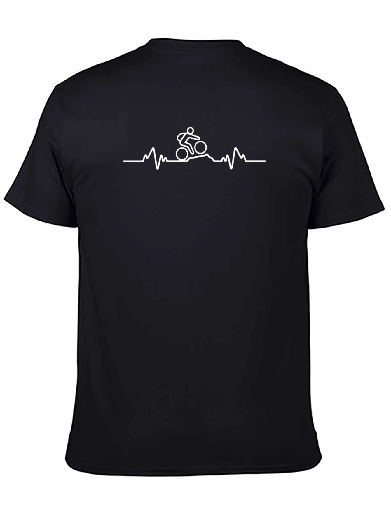 Mountain Bike Heartbeat Graphic Tee - Black Cotton
