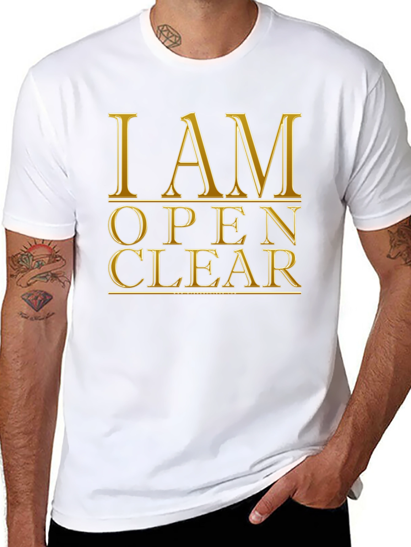 I AM OPEN CLEAR Black Graphic T-Shirt