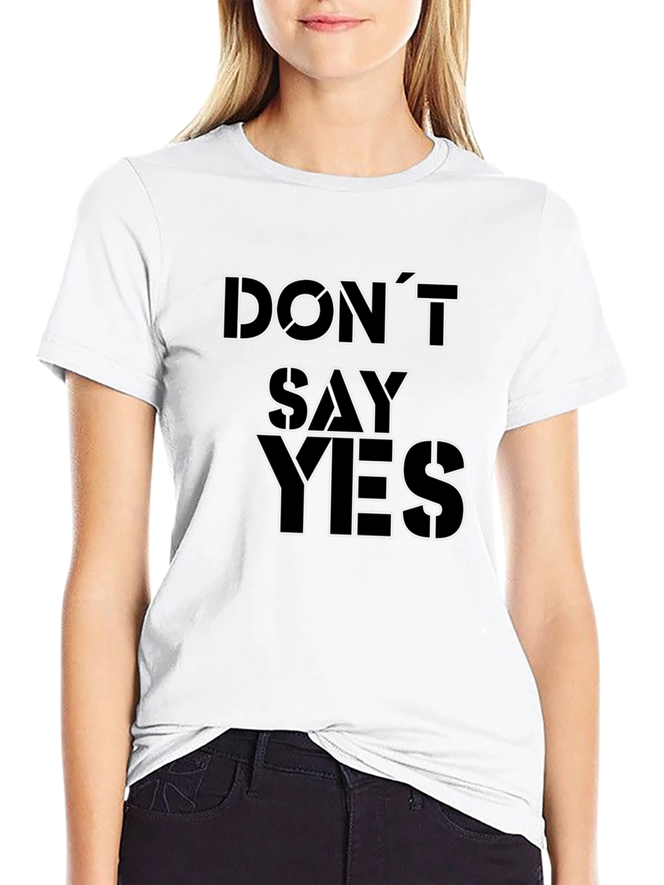 Dont Say Yes Graphic Tee - Black Cotton T-Shirt