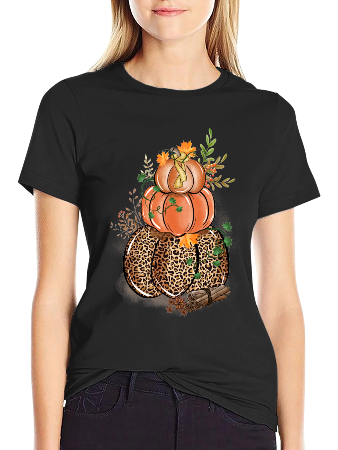 Fall Pumpkin Stack Graphic T-Shirt