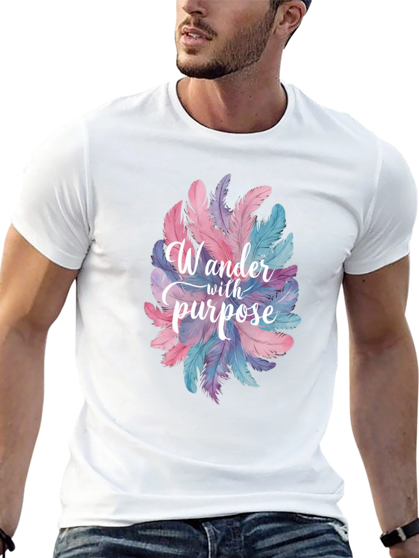 Wander With Purpose Feather Graphic T-Shirt