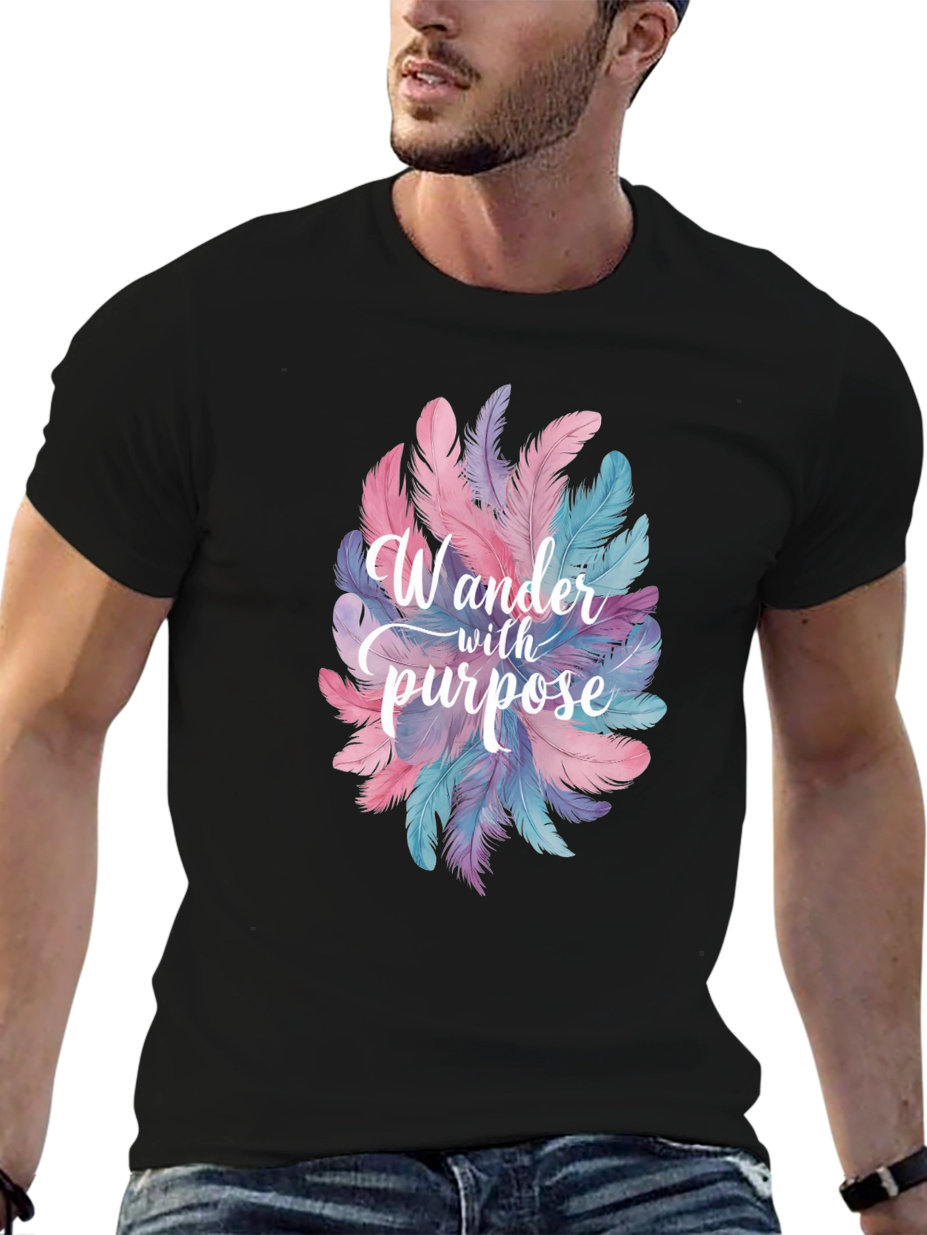 Wander With Purpose Feather Graphic T-Shirt