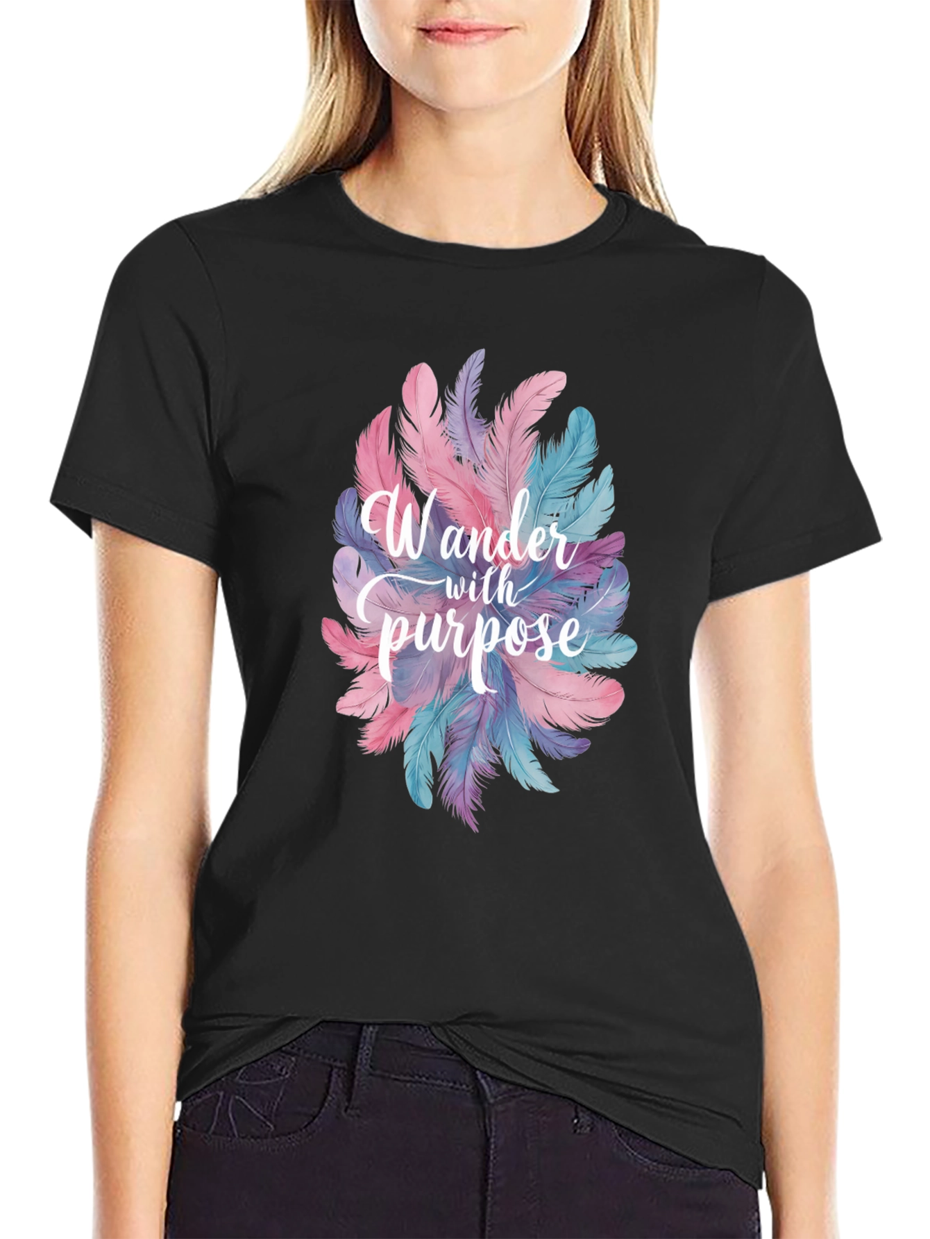 Wander With Purpose Feather Graphic T-Shirt