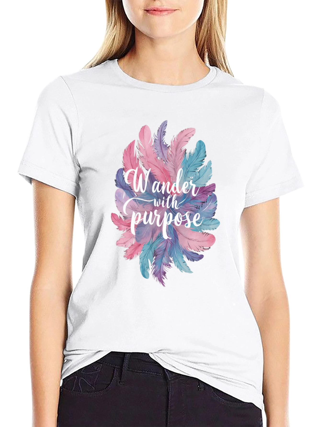 Wander With Purpose Feather Graphic T-Shirt