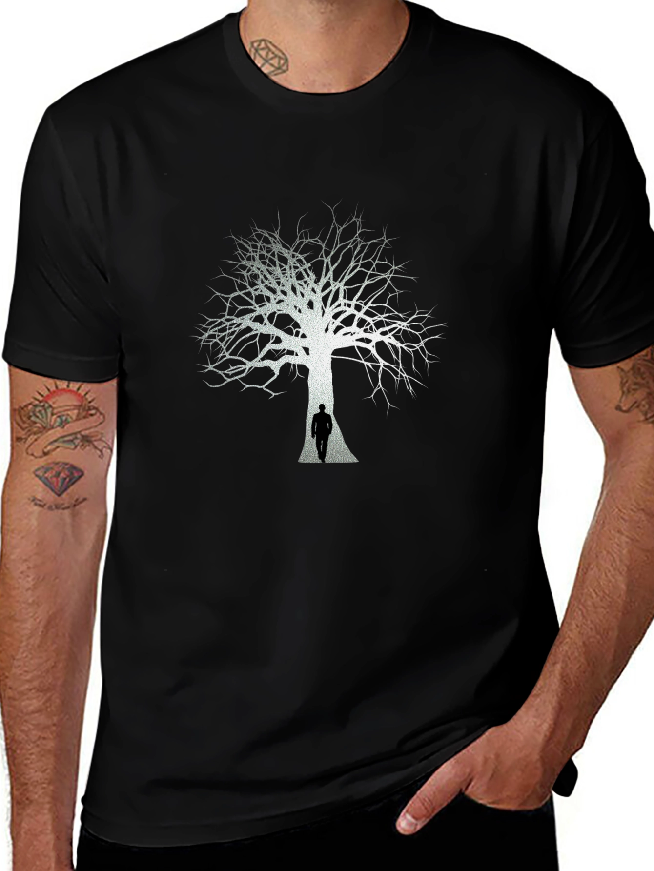 Black Tree Silhouette Graphic Tee
