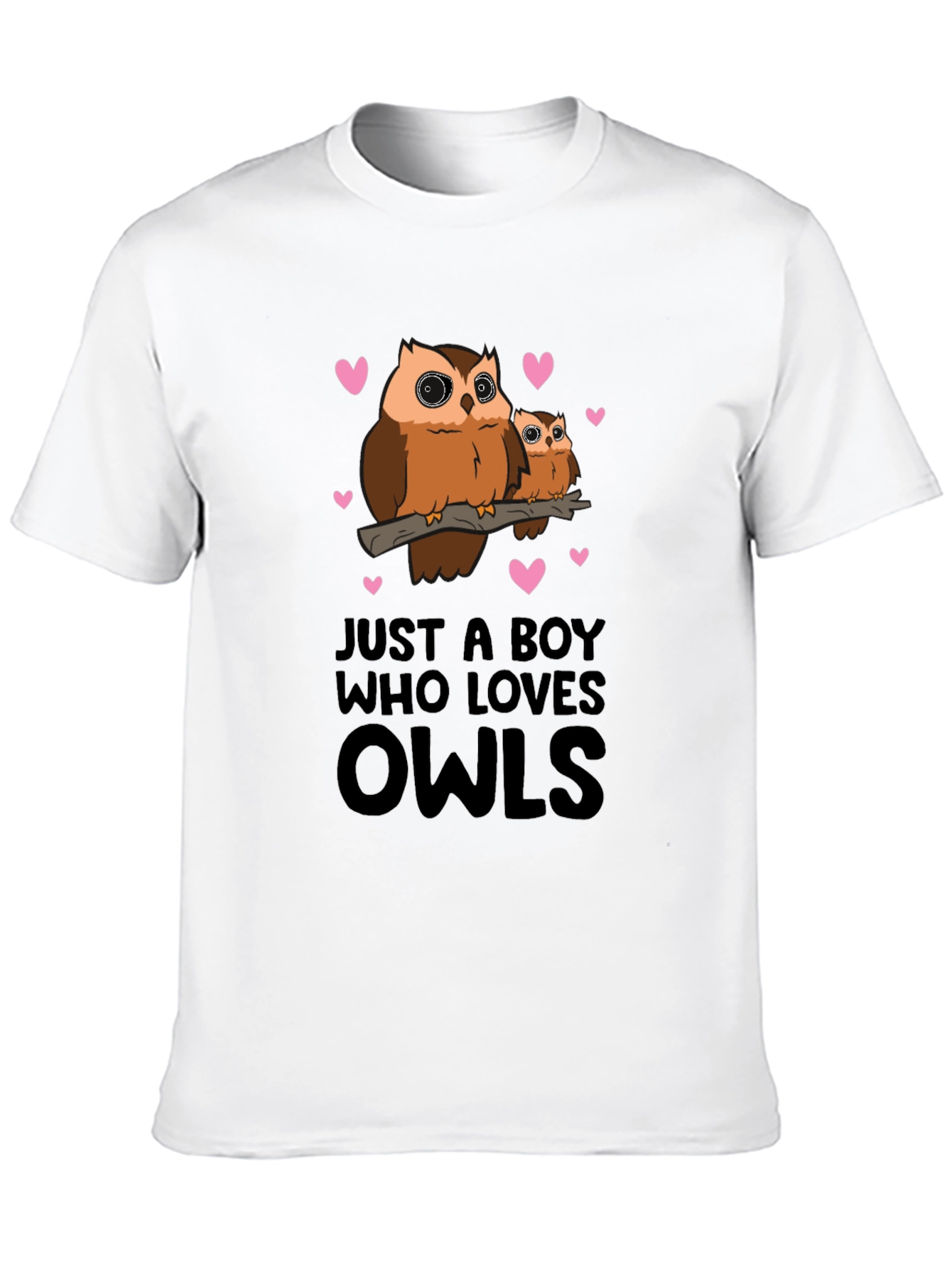 Just A Boy Who Loves Owls Black T-Shirt