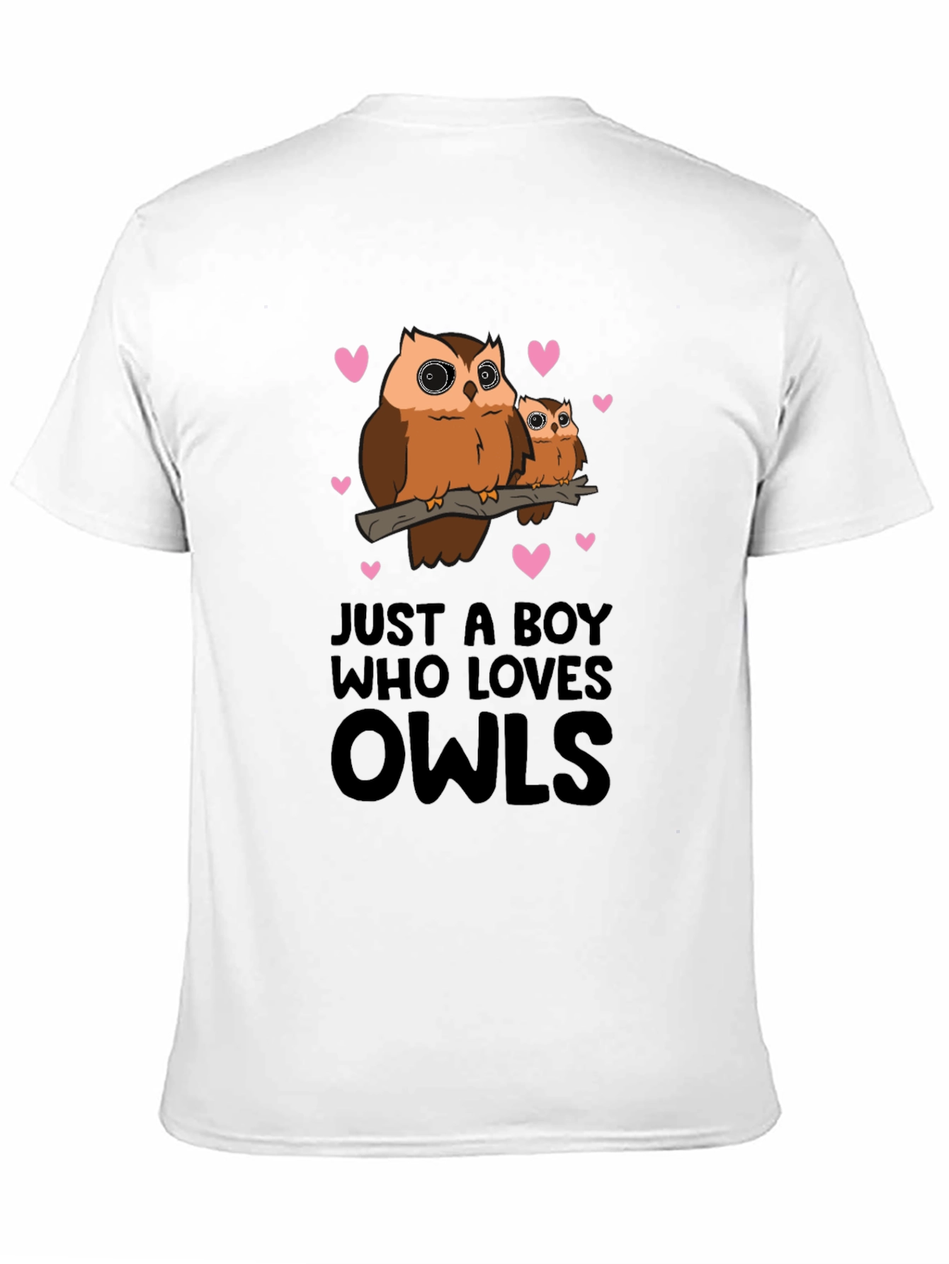 Just A Boy Who Loves Owls Black T-Shirt