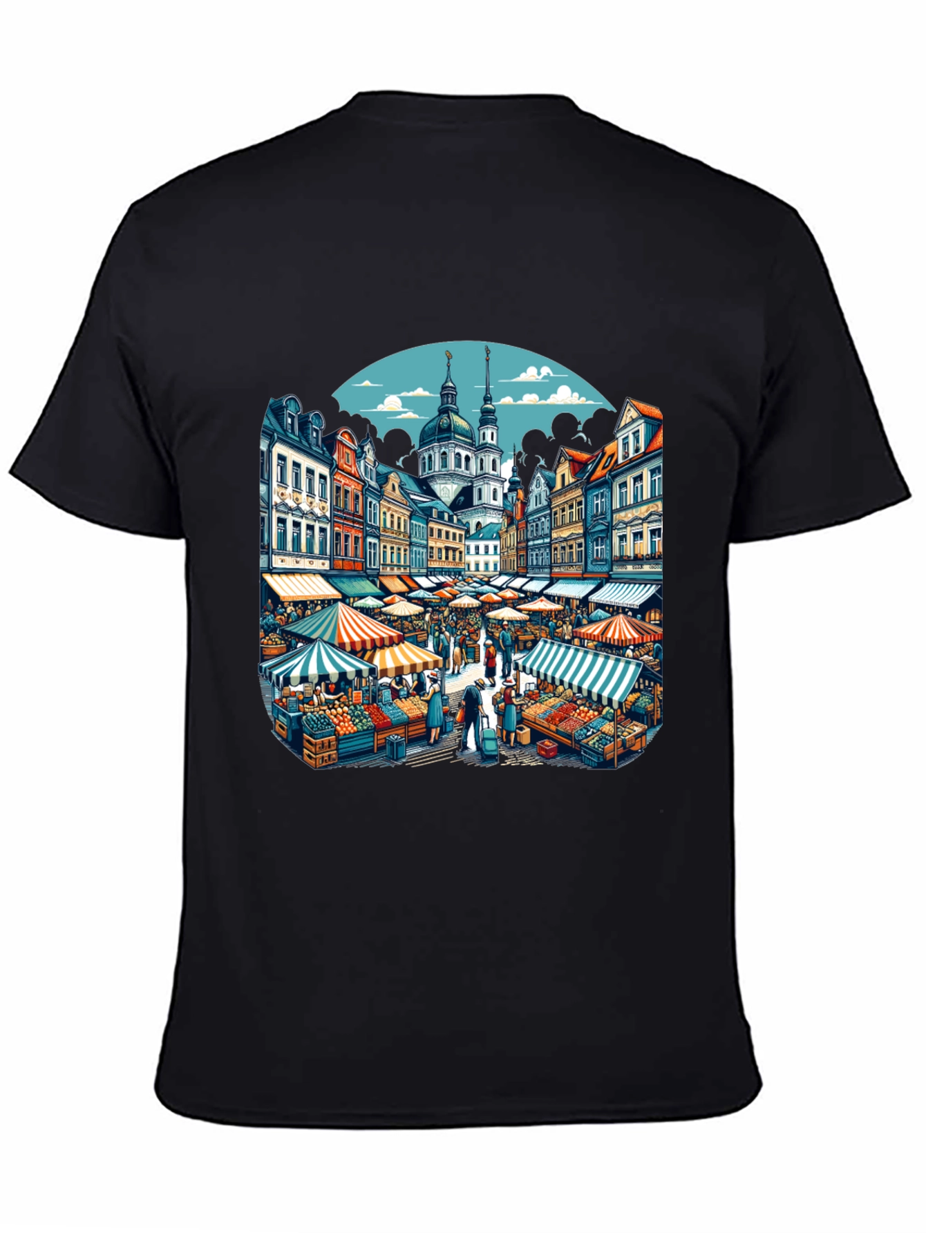 Market Scene Graphic T-Shirt
