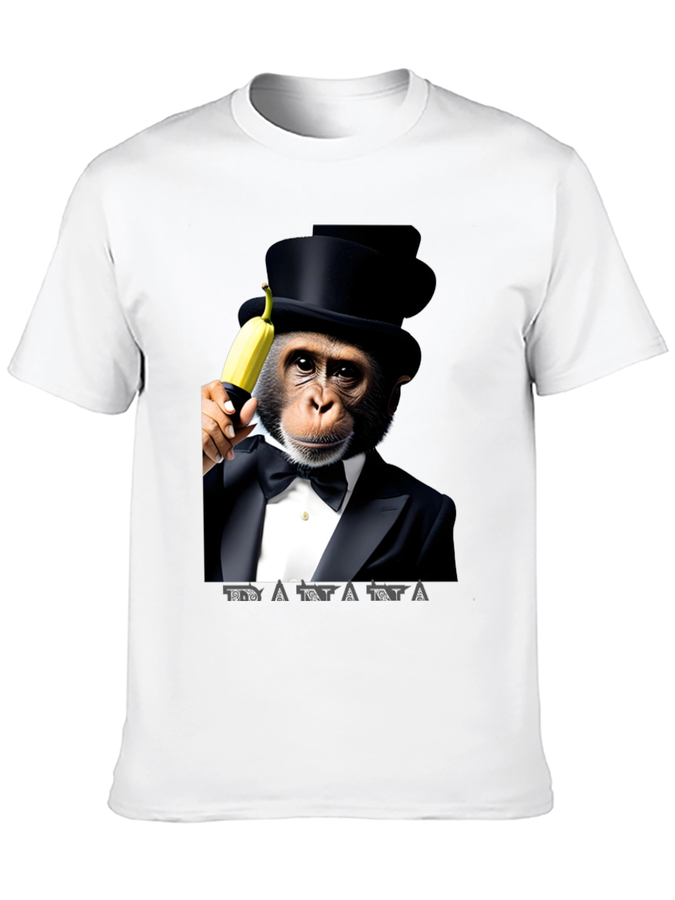 Chimpanzee Tuxedo Banana Graphic T-Shirt