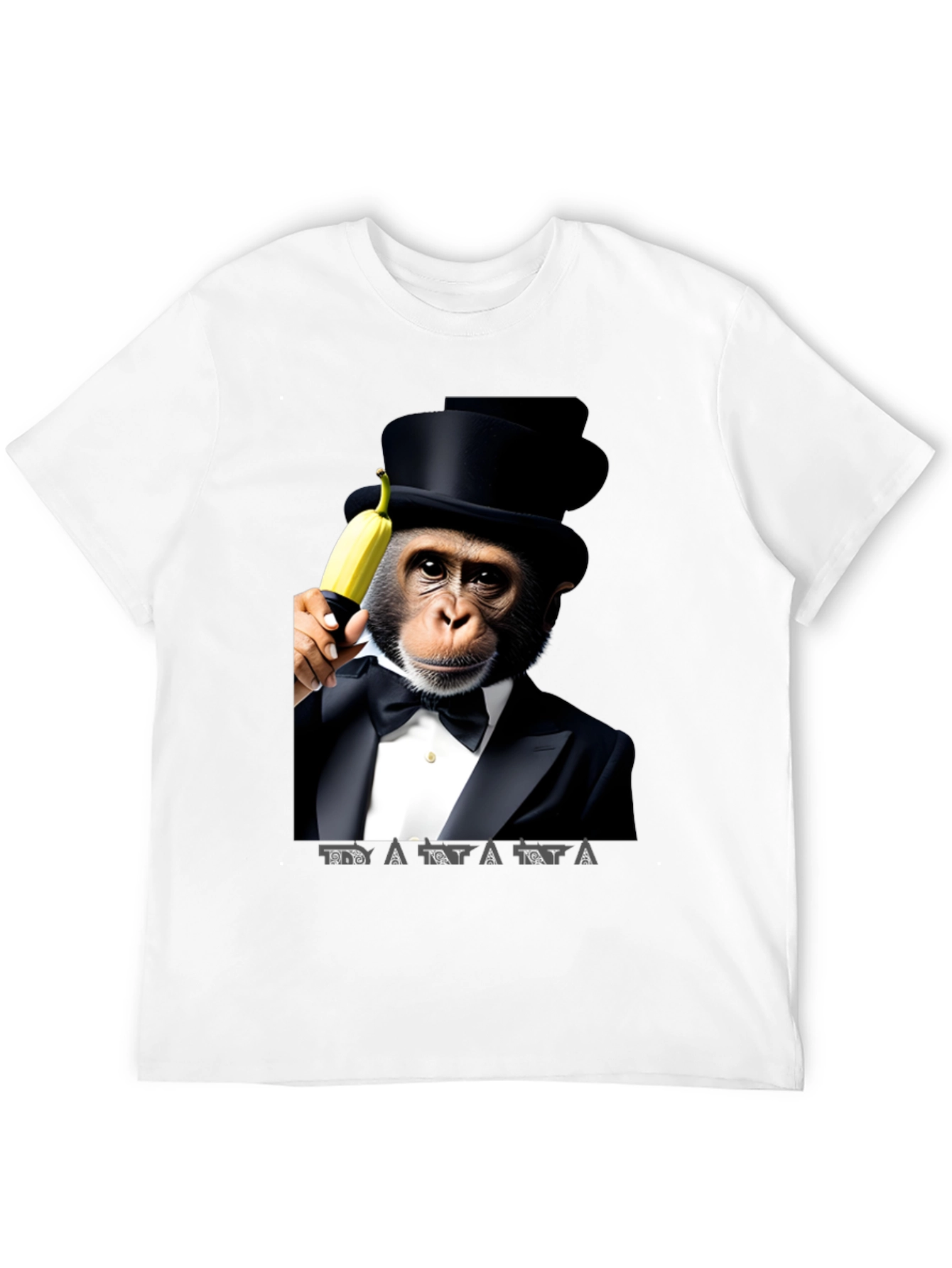Chimpanzee Tuxedo Banana Graphic T-Shirt