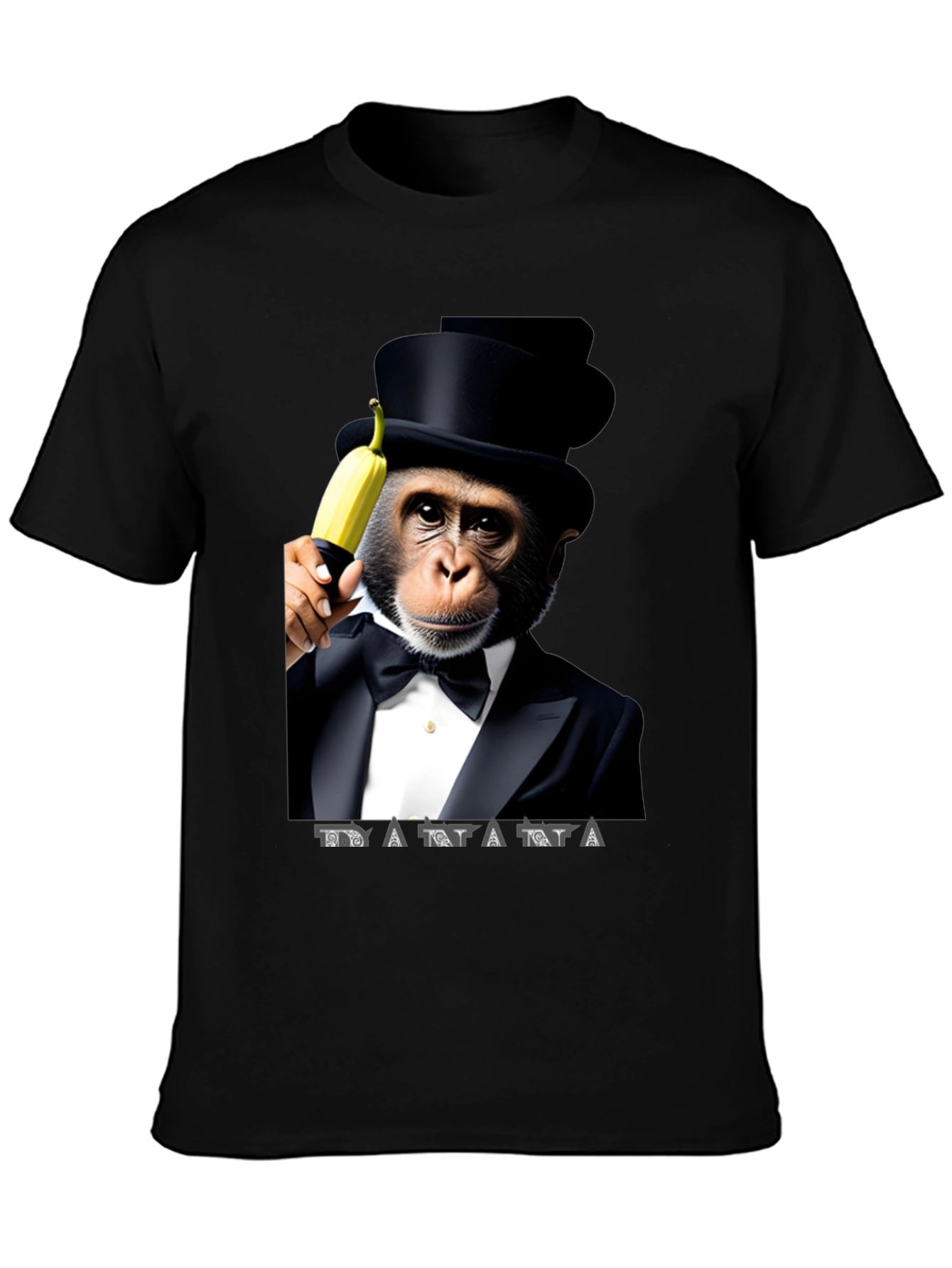 Chimpanzee Tuxedo Banana Graphic T-Shirt