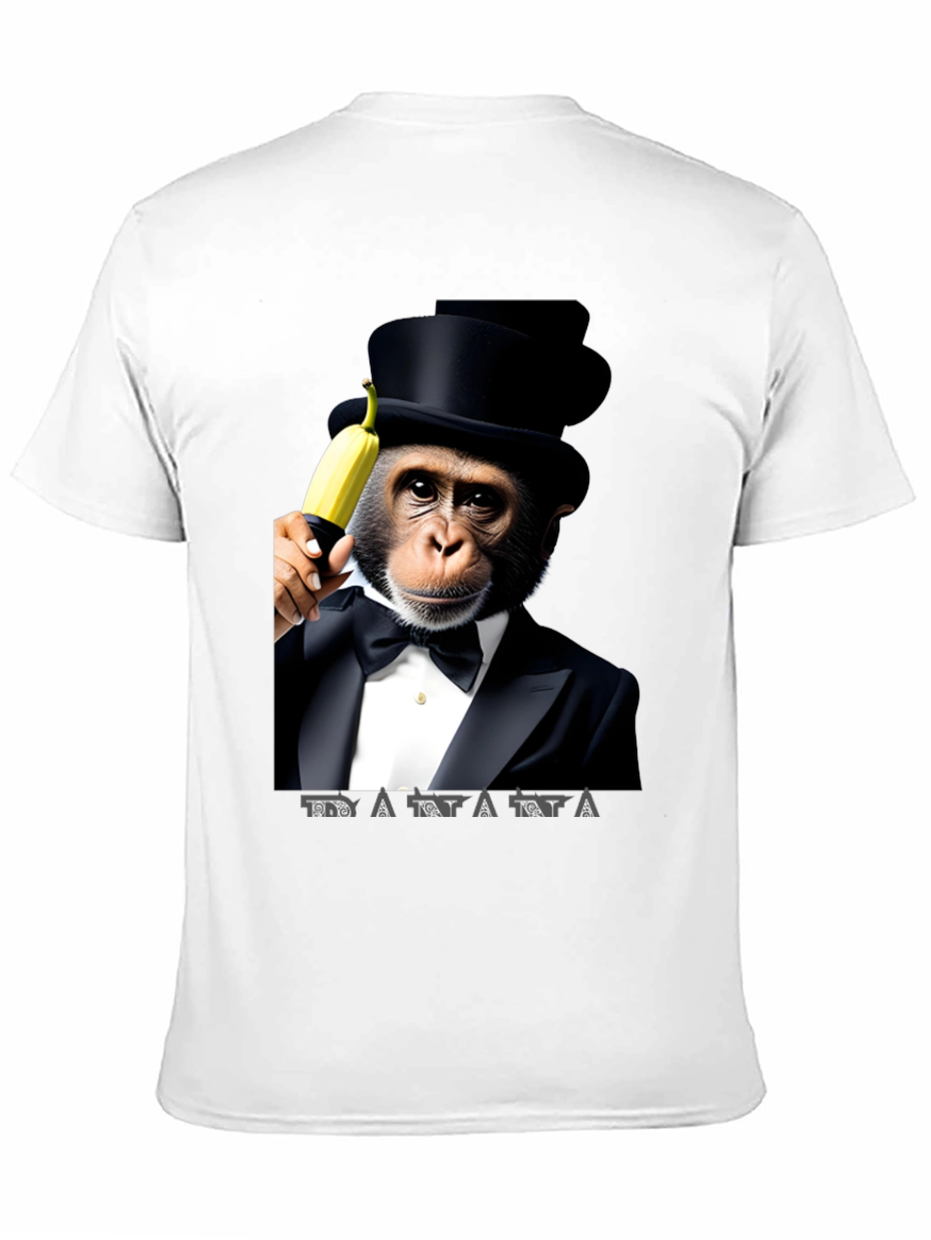 Chimpanzee Tuxedo Banana Graphic T-Shirt
