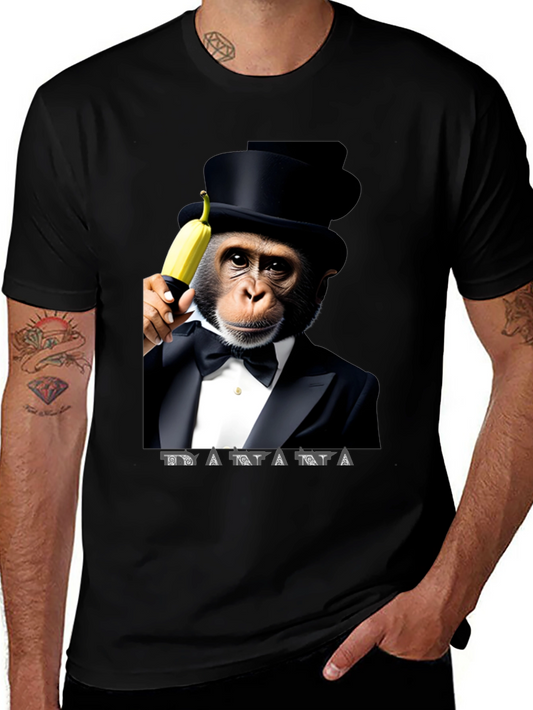 Chimpanzee Tuxedo Banana Graphic T-Shirt