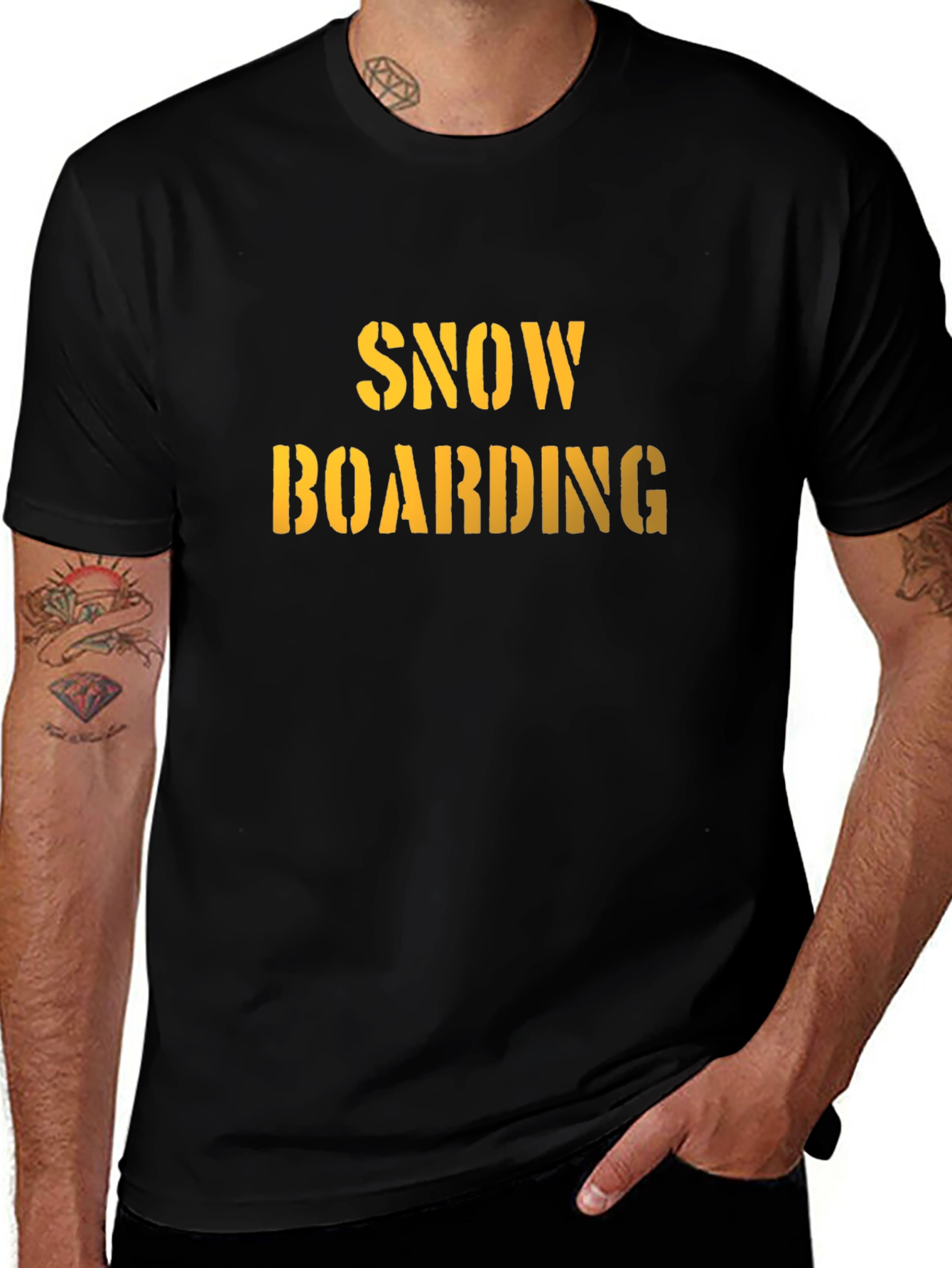 Snowboarding Graphic Tee - Black Cotton Comfort