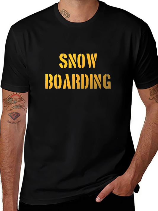 Snowboarding Graphic Tee - Black Cotton Comfort