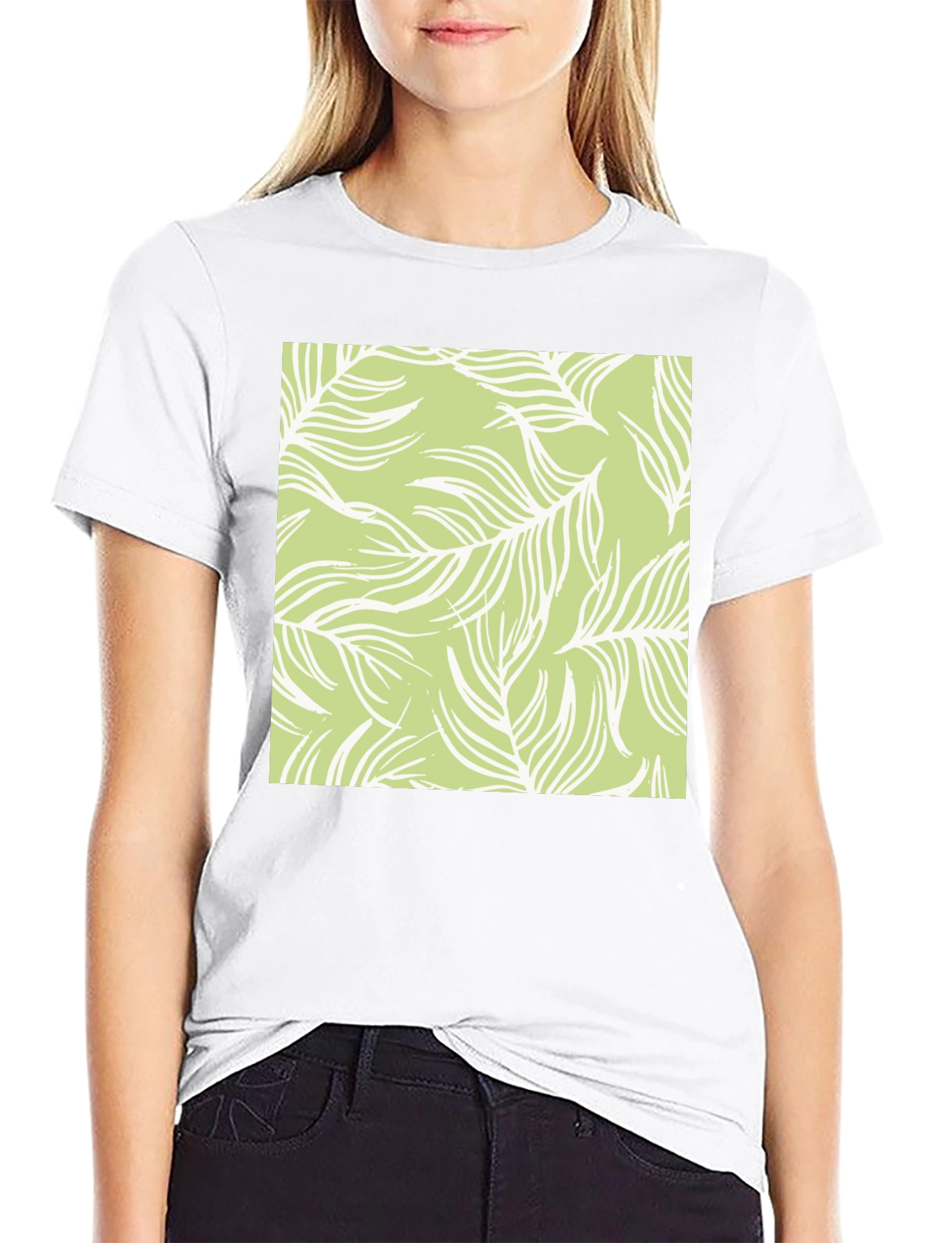 Nature Pattern Tee - Black Cotton Casual