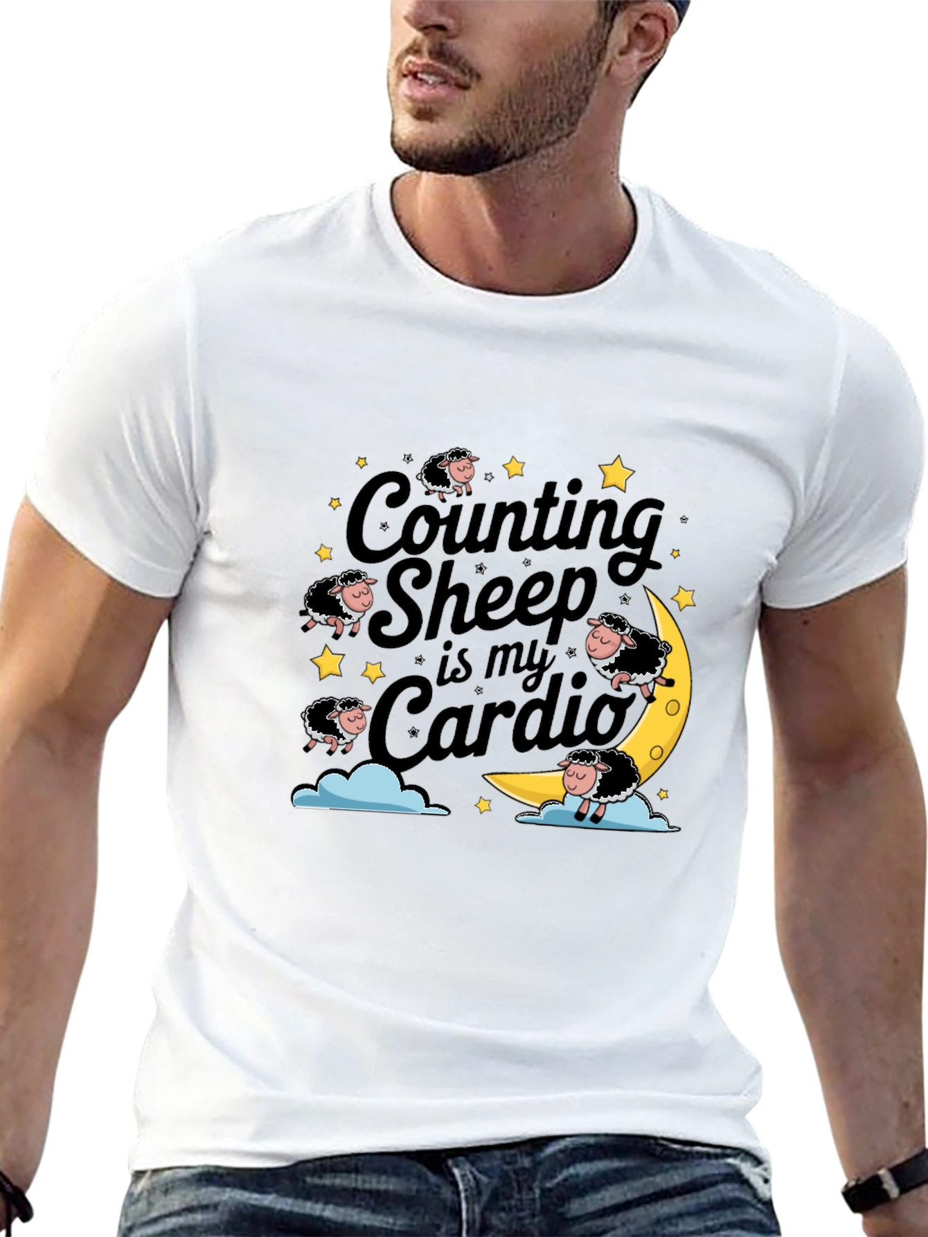 Counting Sheep Cardio Black Graphic Tee