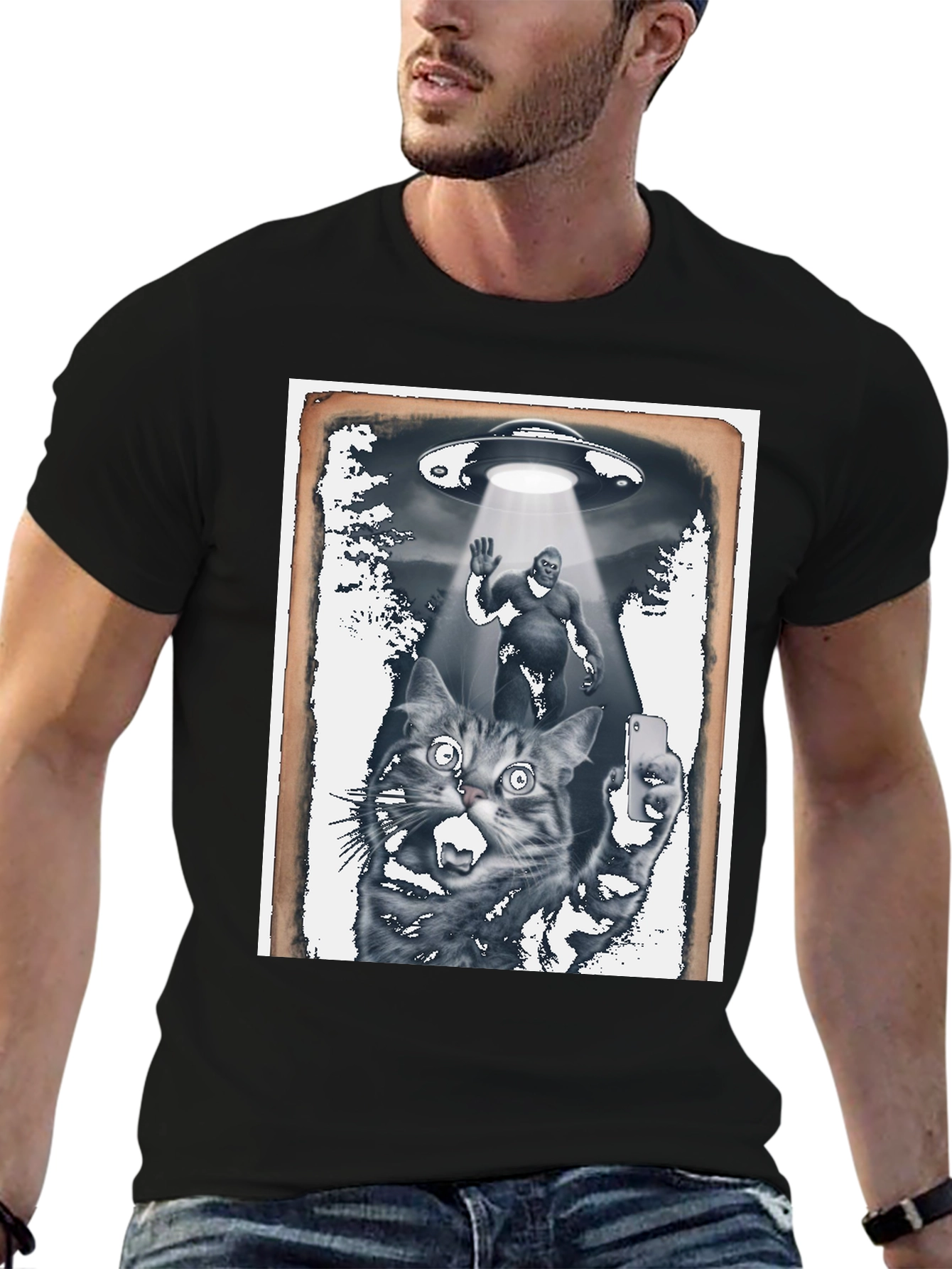 UFO Cat Selfie T-Shirt