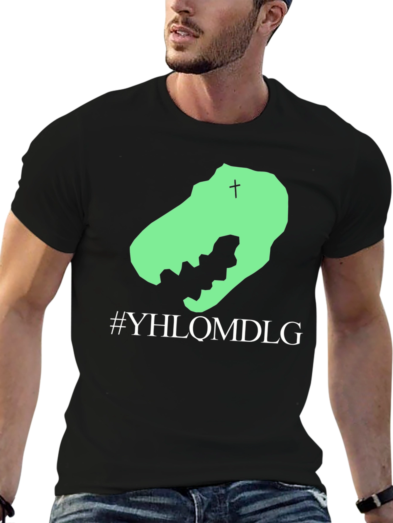 YHLQMDLG Dinosaur Graphic Tee - Black