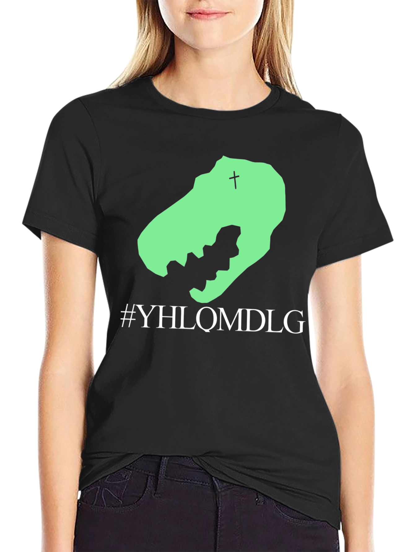YHLQMDLG Dinosaur Graphic Tee - Black
