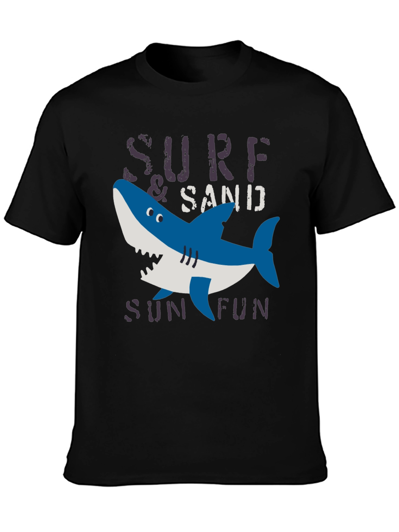 Surf & Sand Fun Shark Graphic Tee - Black