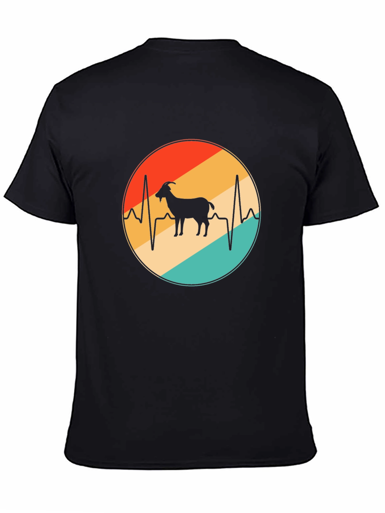 Retro Goat Heartbeat Graphic T-Shirt