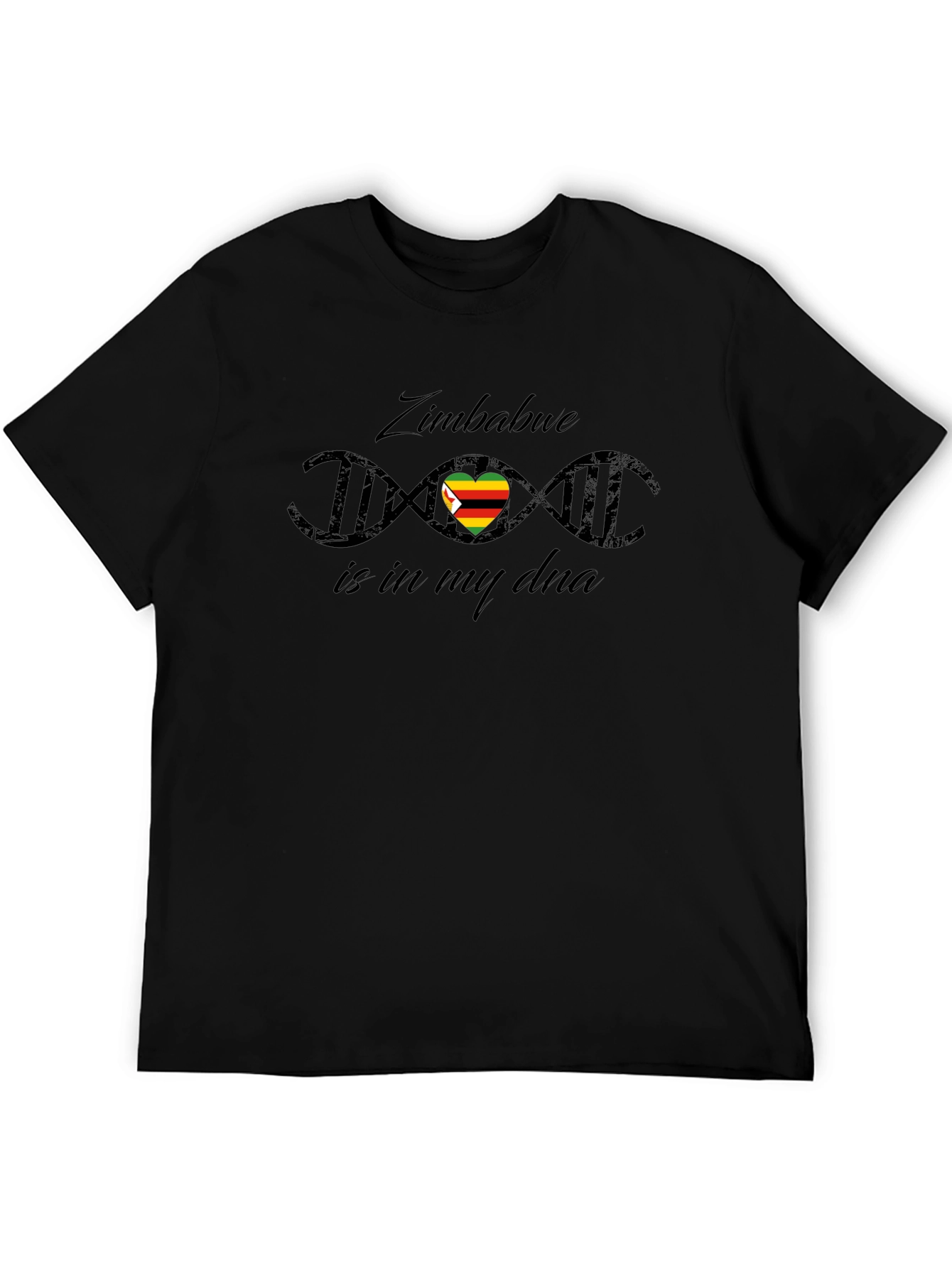 Zimbabwe DNA Heart T-Shirt - Black