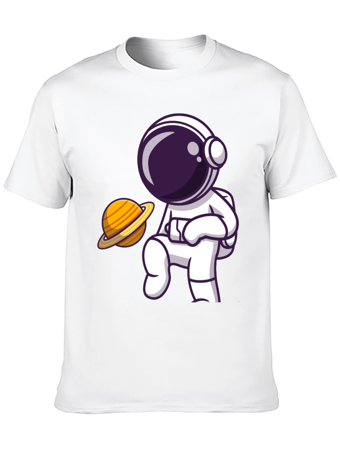 Astronaut & Saturn Graphic Black T-Shirt