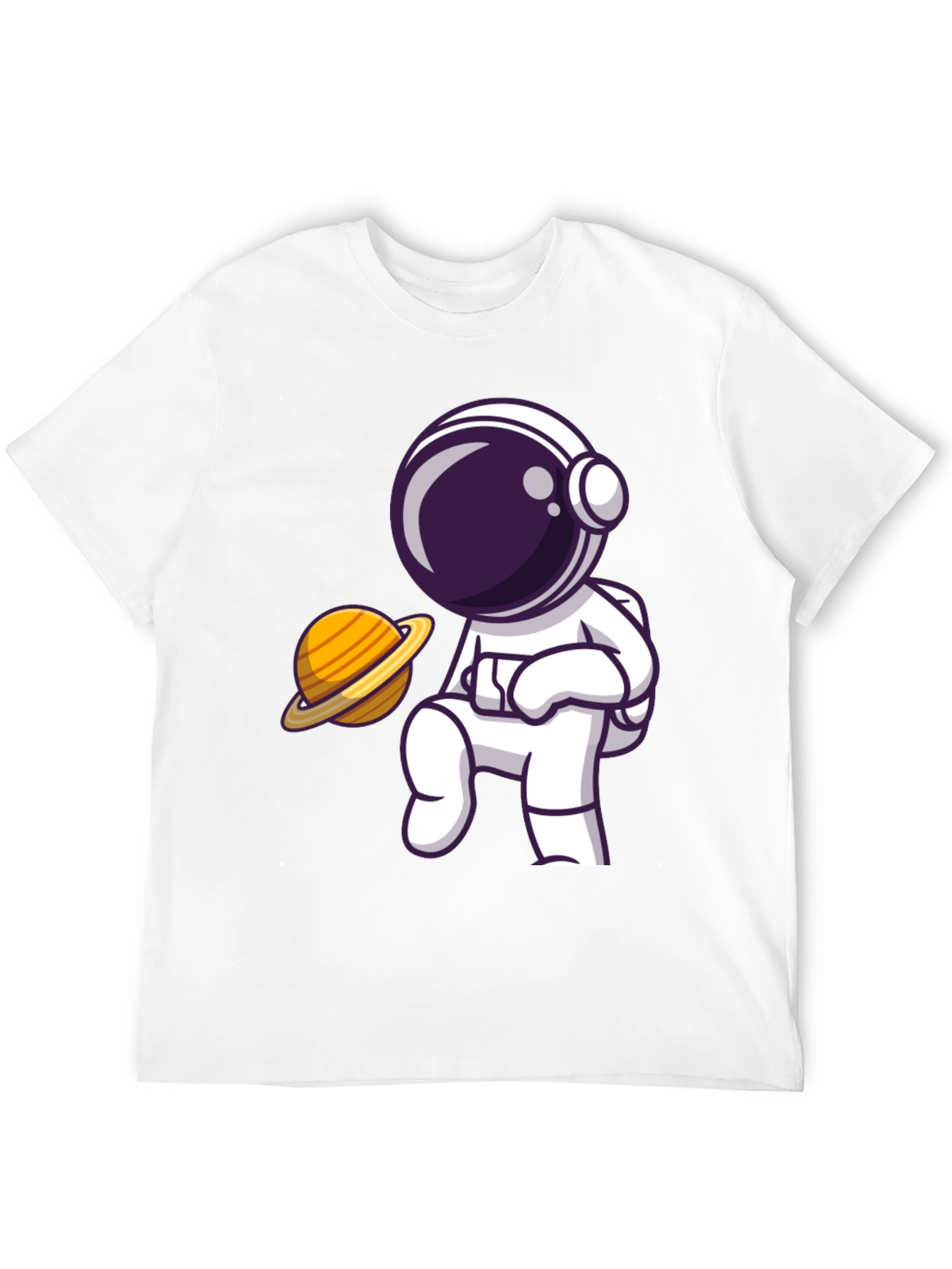 Astronaut & Saturn Graphic Black T-Shirt
