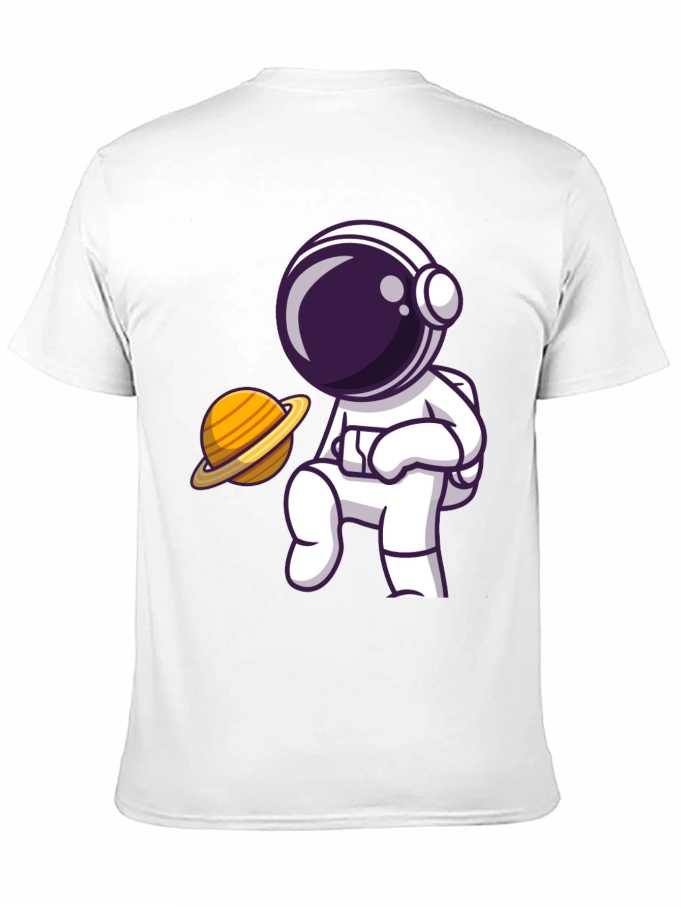 Astronaut & Saturn Graphic Black T-Shirt