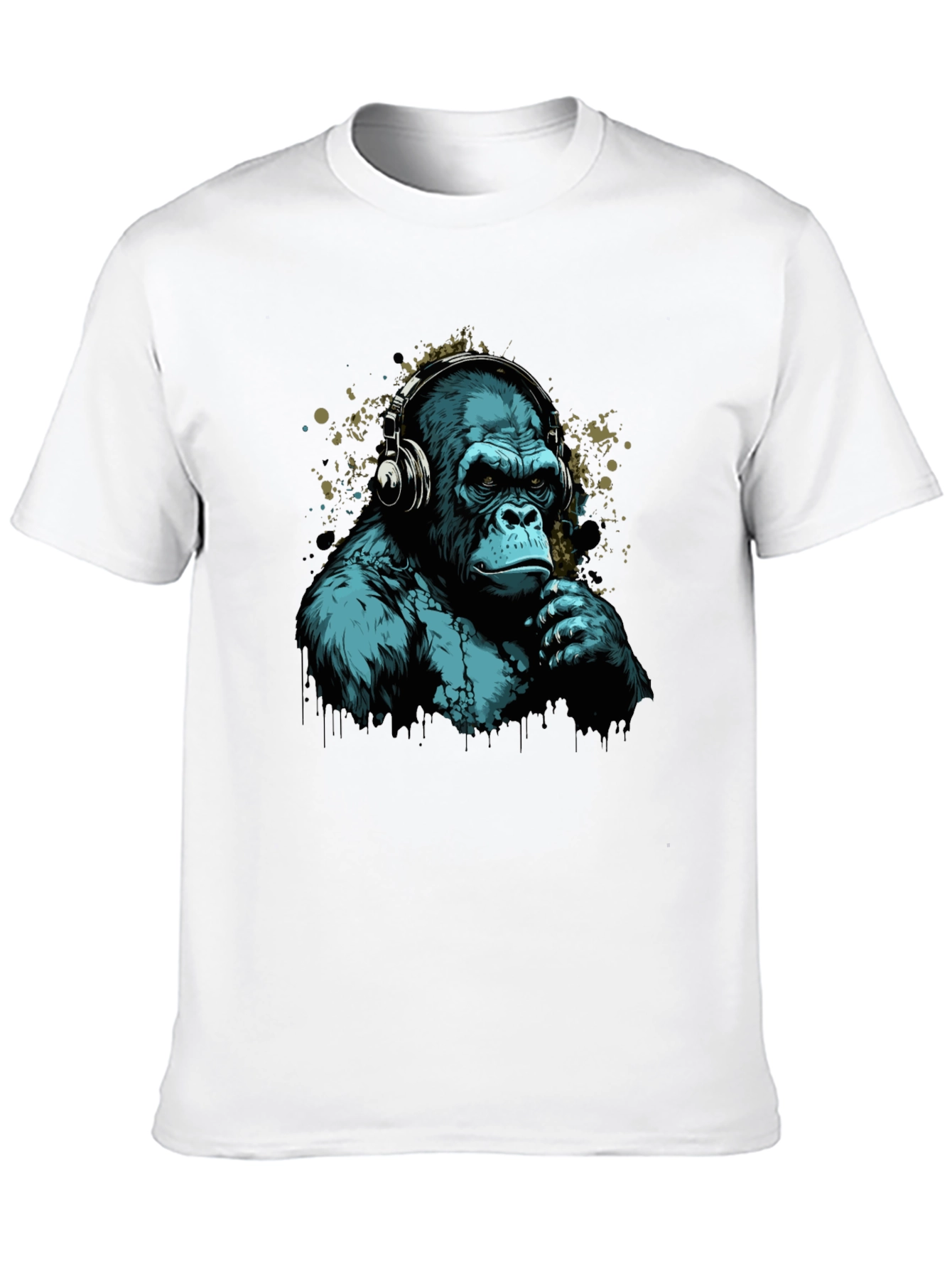 Cool Gorilla Headphones Graphic T-Shirt