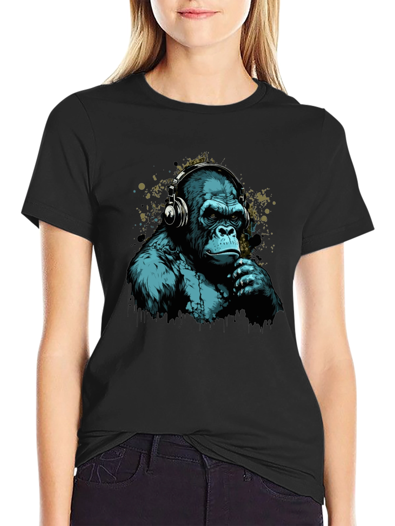 Cool Gorilla Headphones Graphic T-Shirt