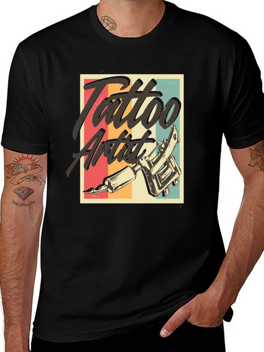 Tattoo Artist Graphic Tee - Vintage Style Black T-Shirt