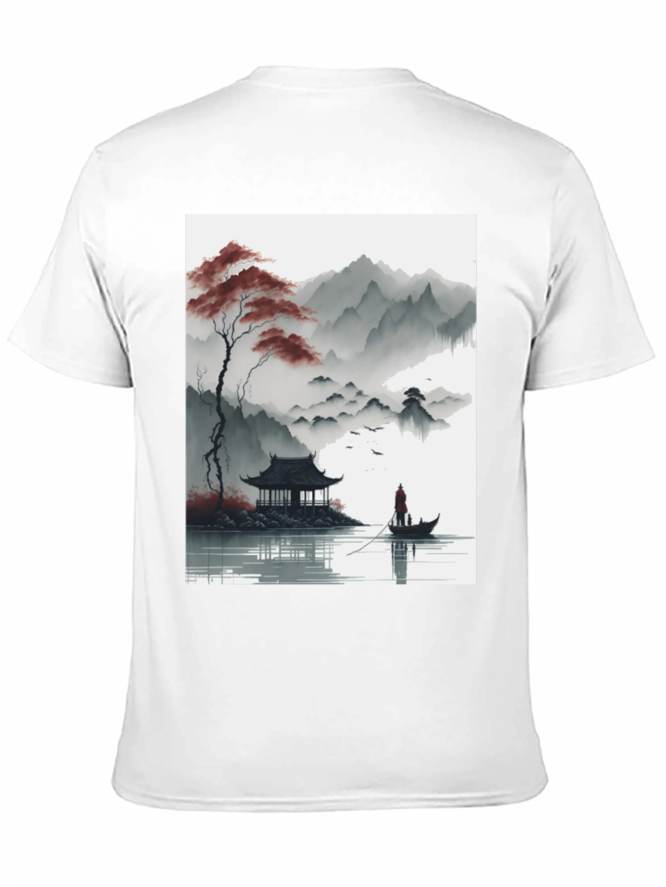 Artistic Zen Landscape Black T-Shirt