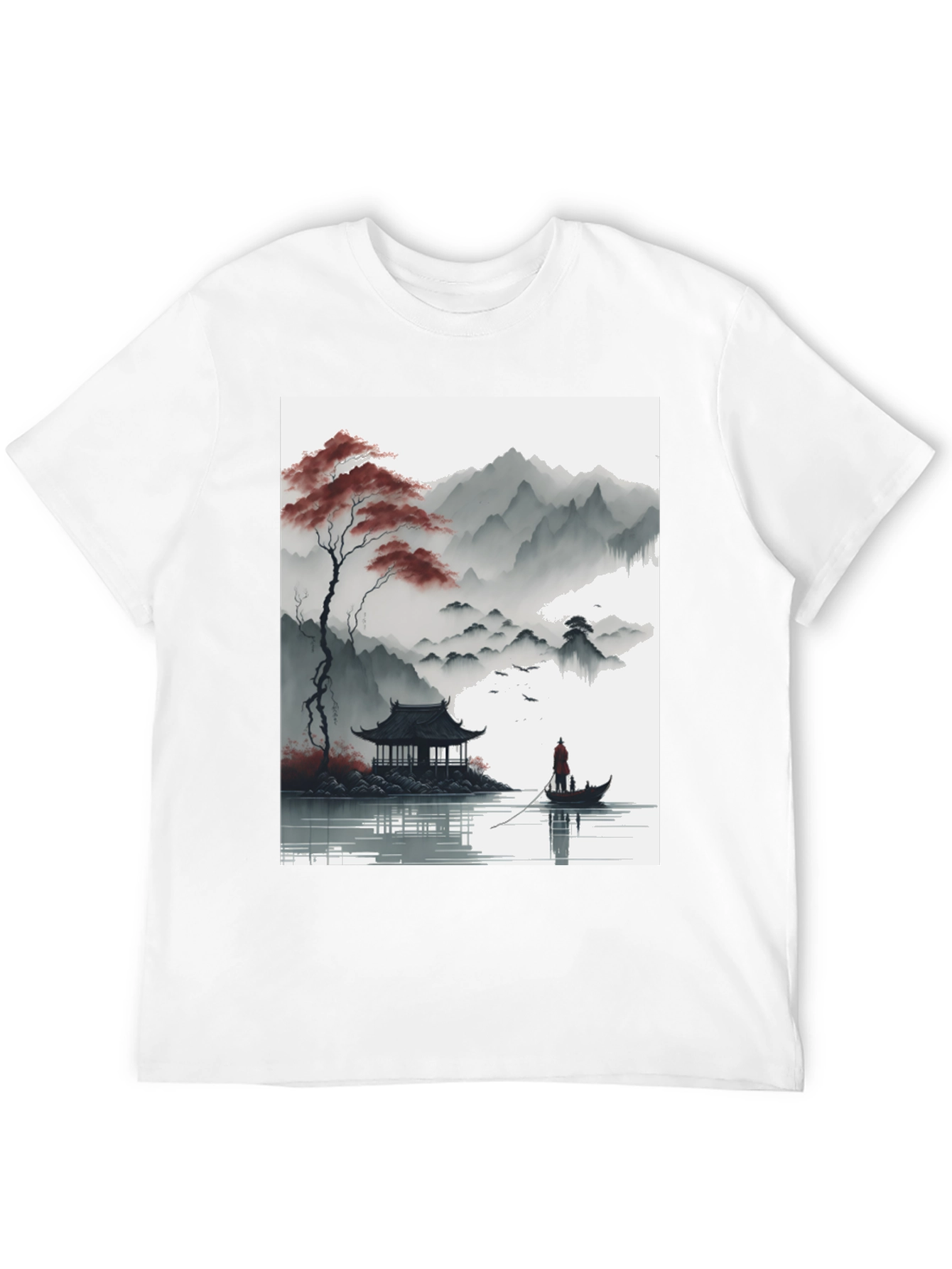 Artistic Zen Landscape Black T-Shirt